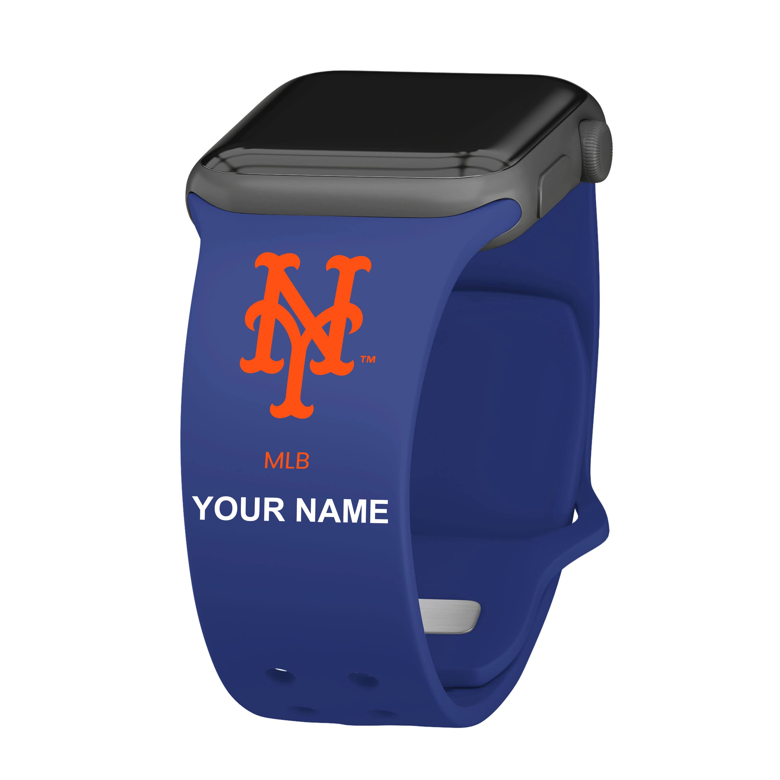 Game Time New York Mets HD Custom Name Watch Band Compatible with Apple Watch (42/44/45mm Long Blue)