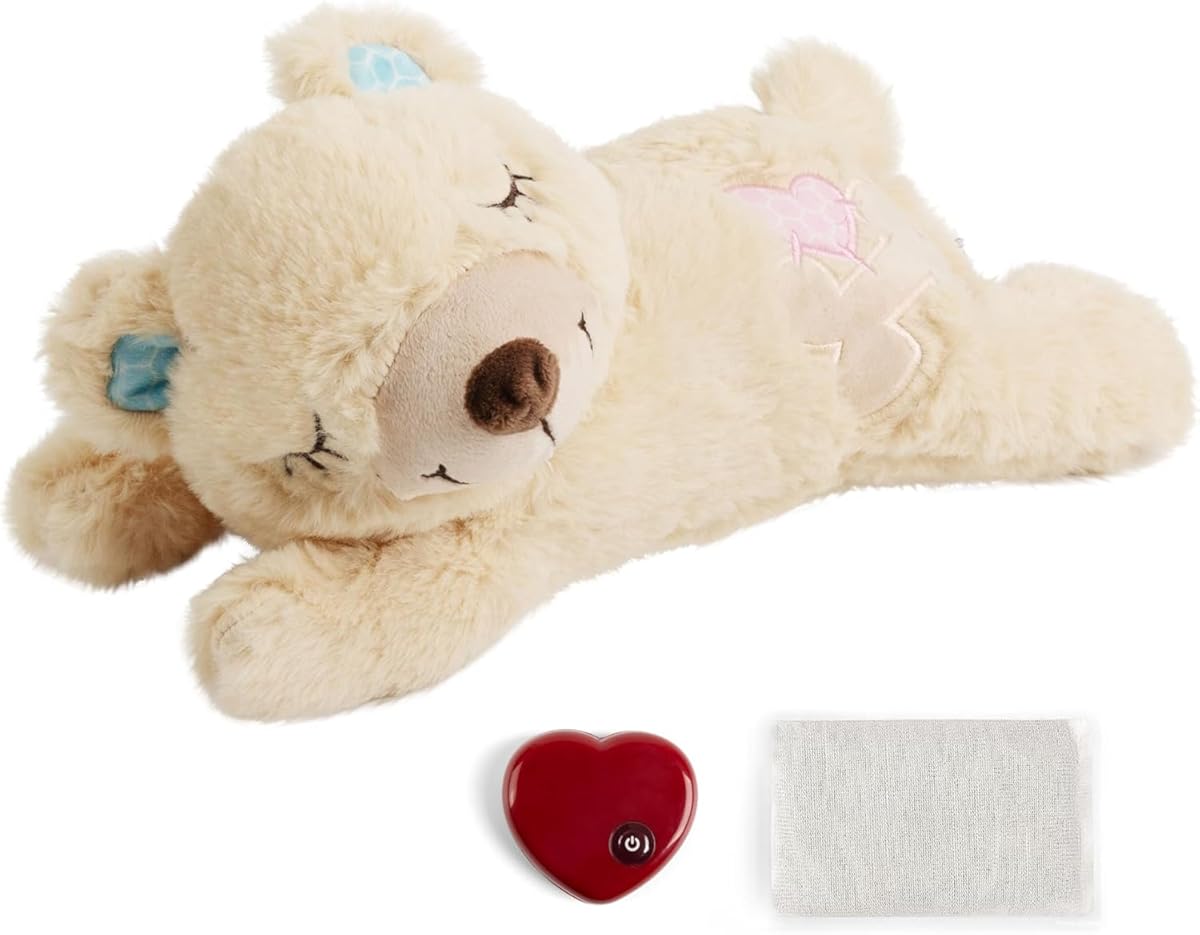 Pet Plush Bear Toy with Heartbeat & Warmer Bag - Dog & Puppy Behavior Aid - Updated