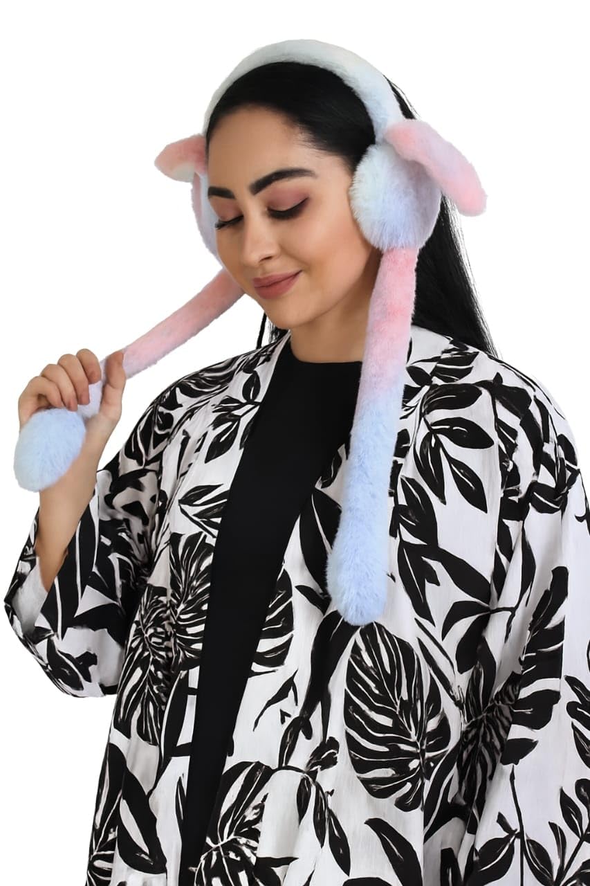 Pastel Rainbow Plush Ear Muffs with Long Bunny Ears, Noise Cancelling Hearing Protection, Winter Ear Warmers for Work, Study & Travel (Any 1 Random Design)-image-38