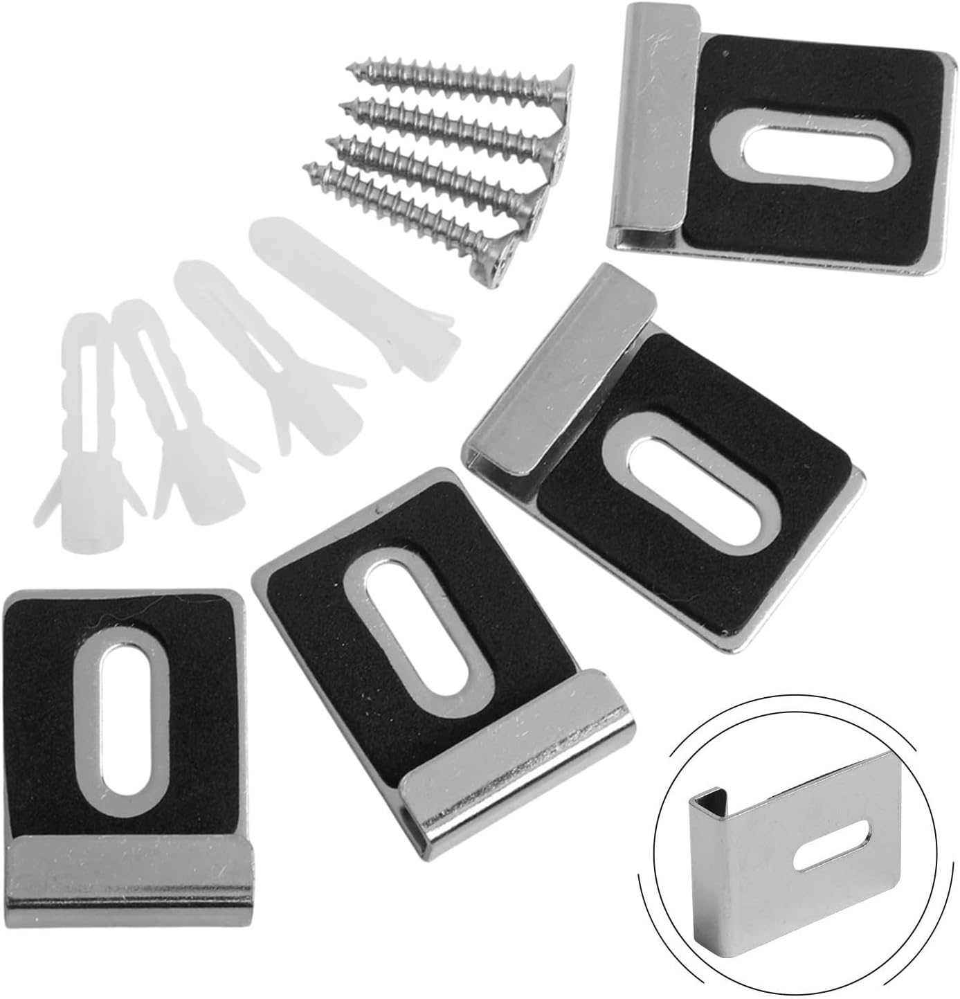 Steel Picture Hooks 8 Pack, Punch- Wall Hooks Photo Frames, No Drill Hanging Fixings, 66x51mm Silver Frame Hanging Hardware Home Decoration