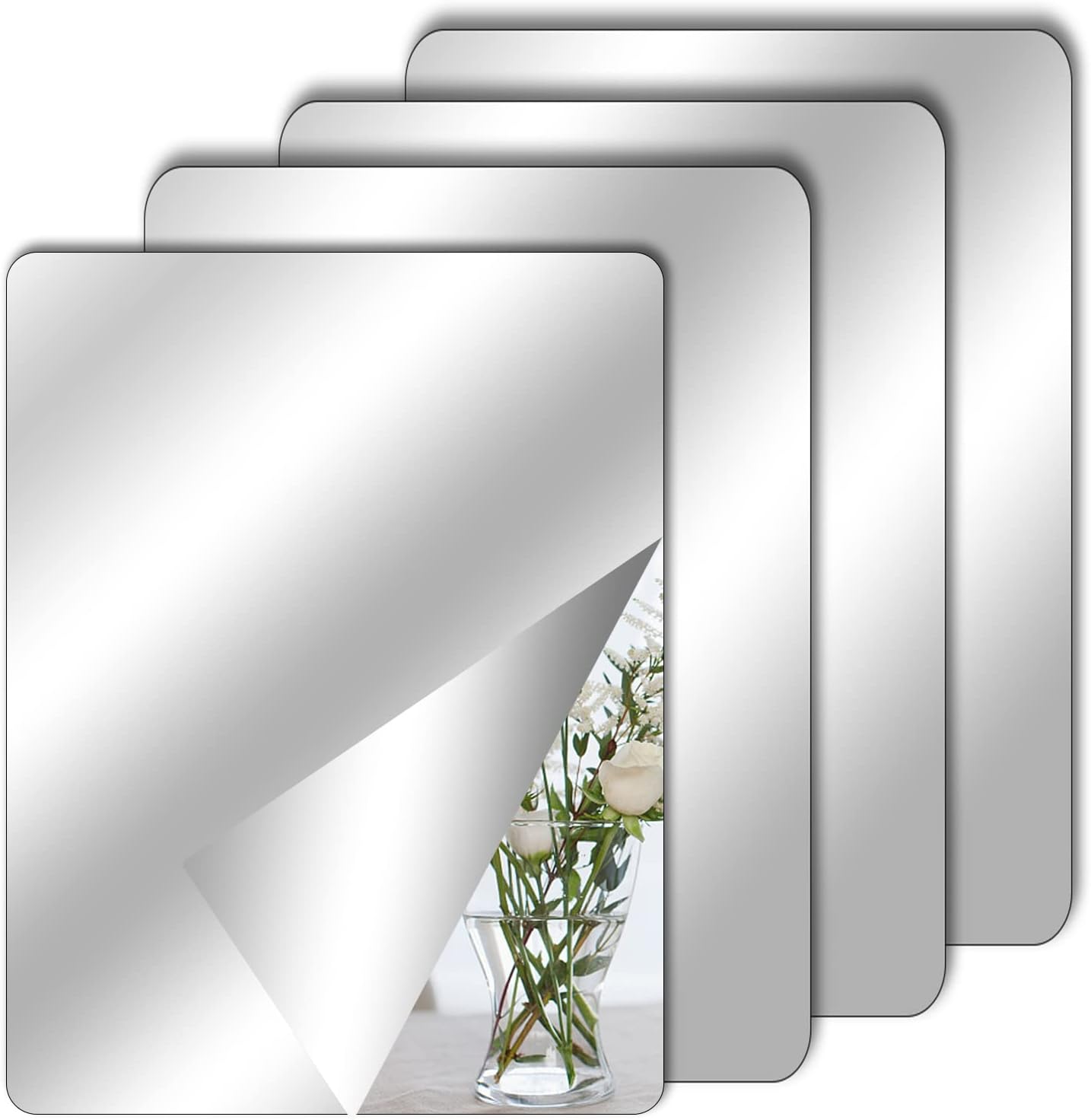 TSLBW 4 Pack Self Adhesive Mirror Stick on Mirror 30x20cm Acrylic