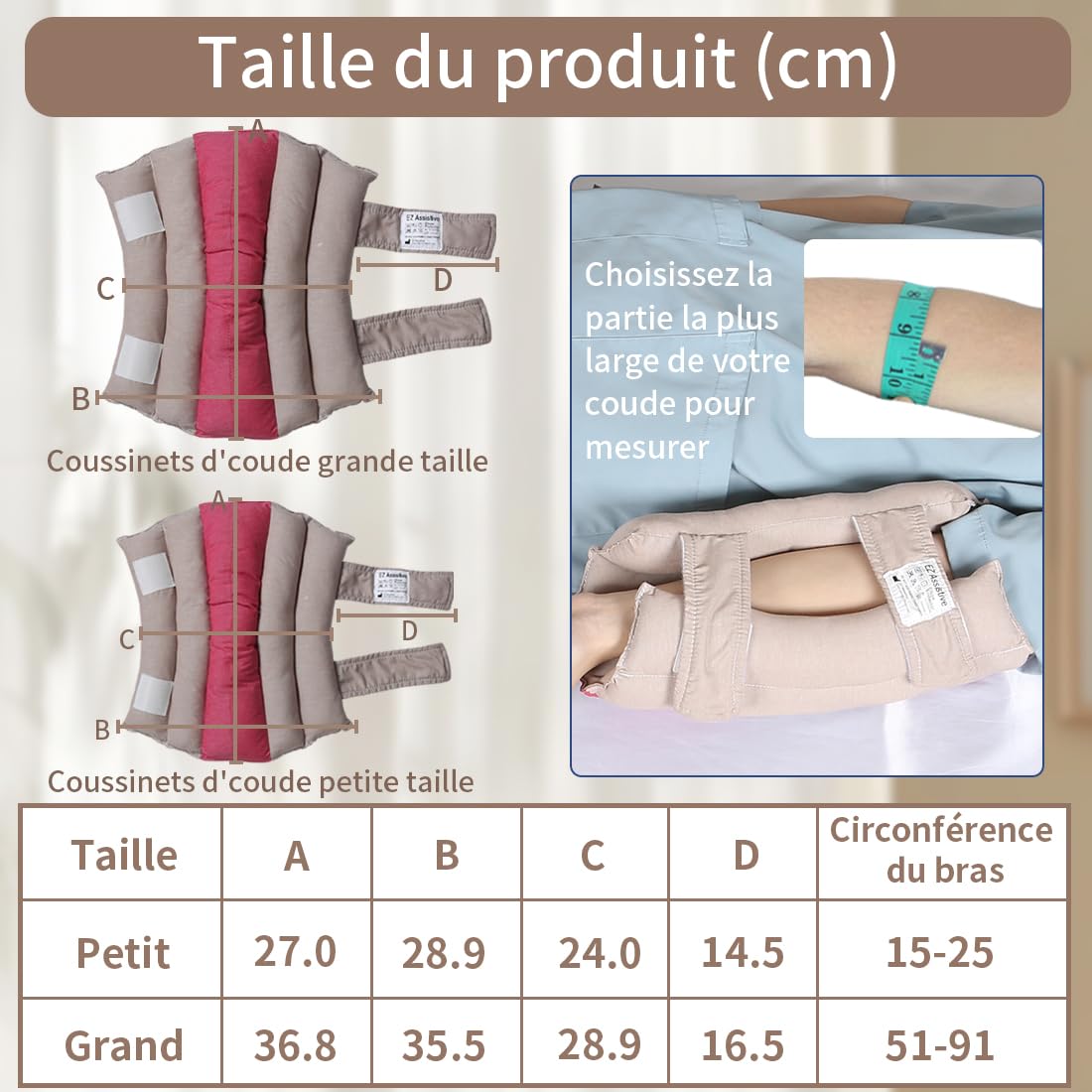 EZ Assistive Coussin Protecteur pour Coude pour Soulager les Escarres, Protège-Coudes en Fibre Douce pour Personnes Âgées ou Patients Alités (Taille L)