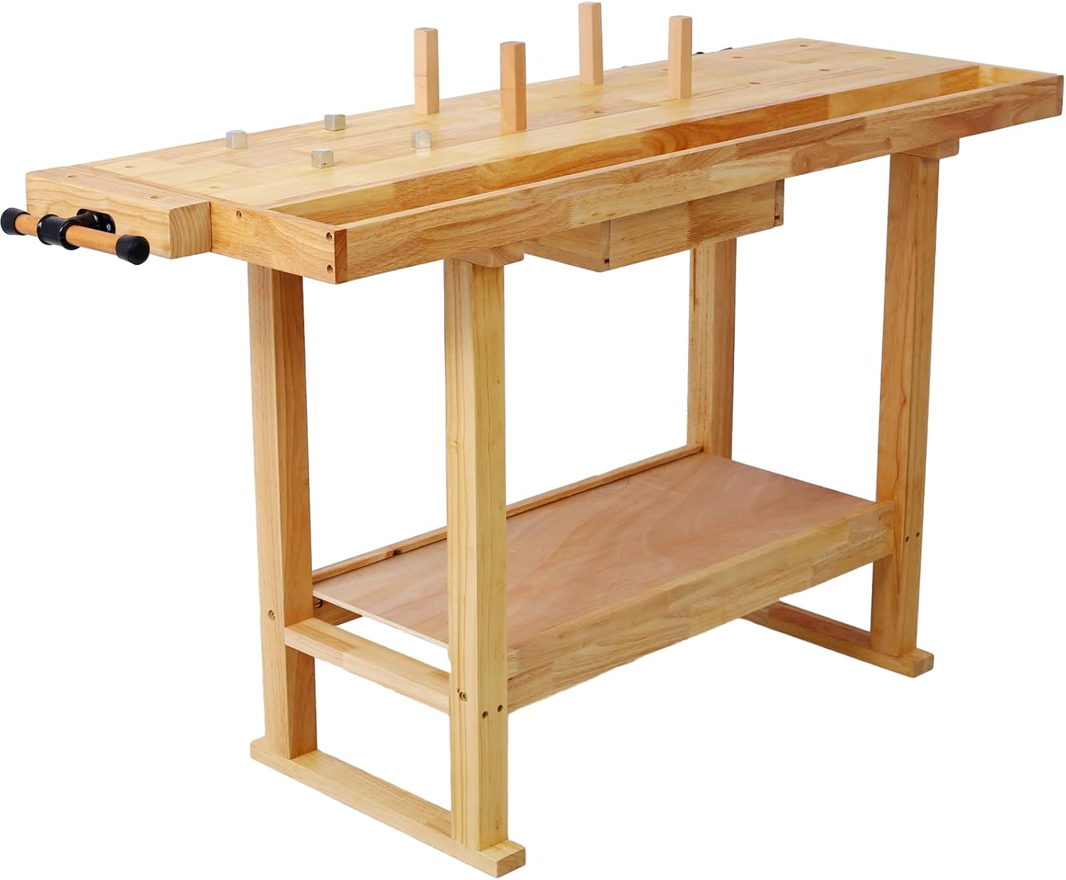 55-Inch Wooden Workbench – Heavy-Duty Workbench for Garage, Workshop, and Home