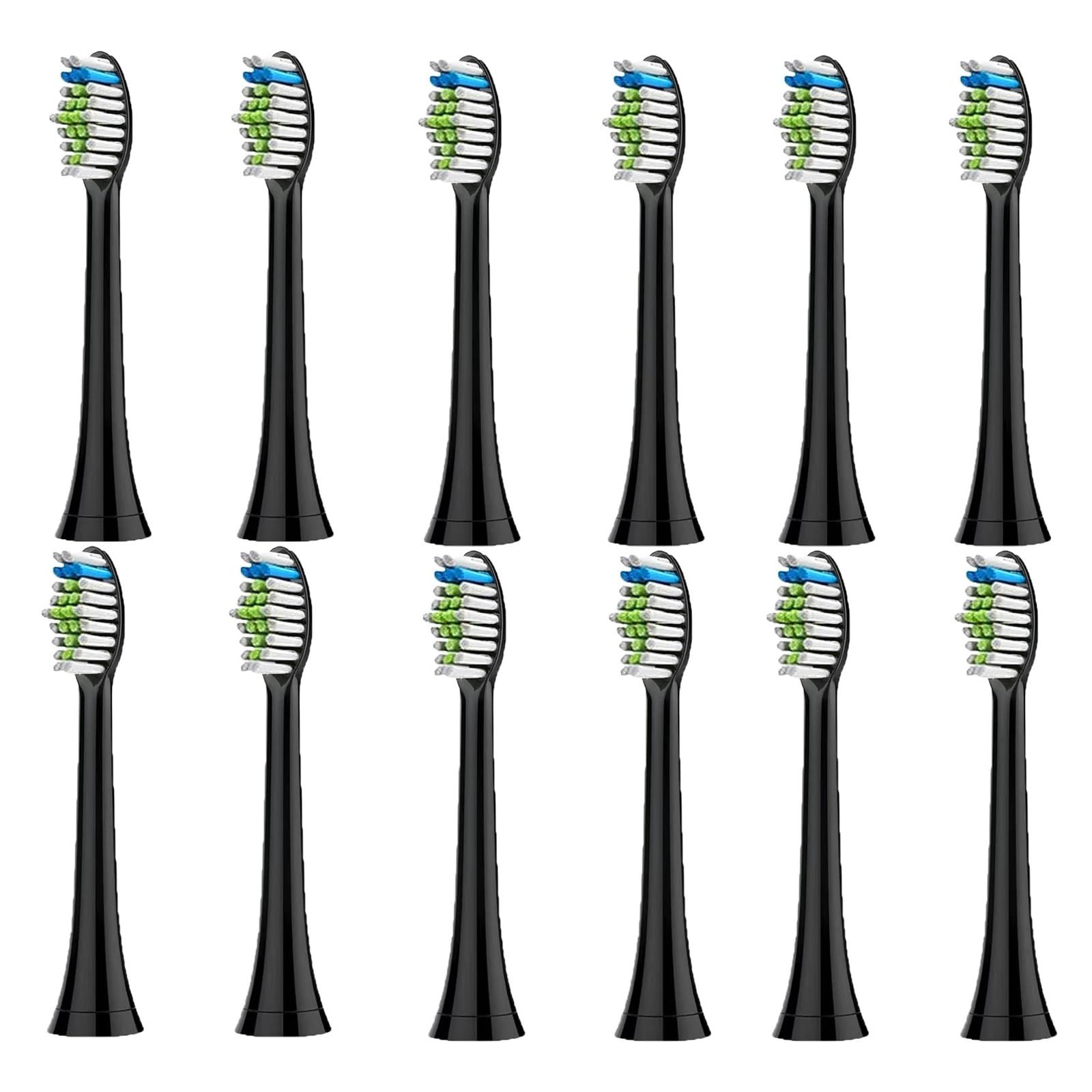 4-16 testine di ricambio for spazzolino da denti con setole morbide, ugelli for spazzolino da denti(12pcs Black)