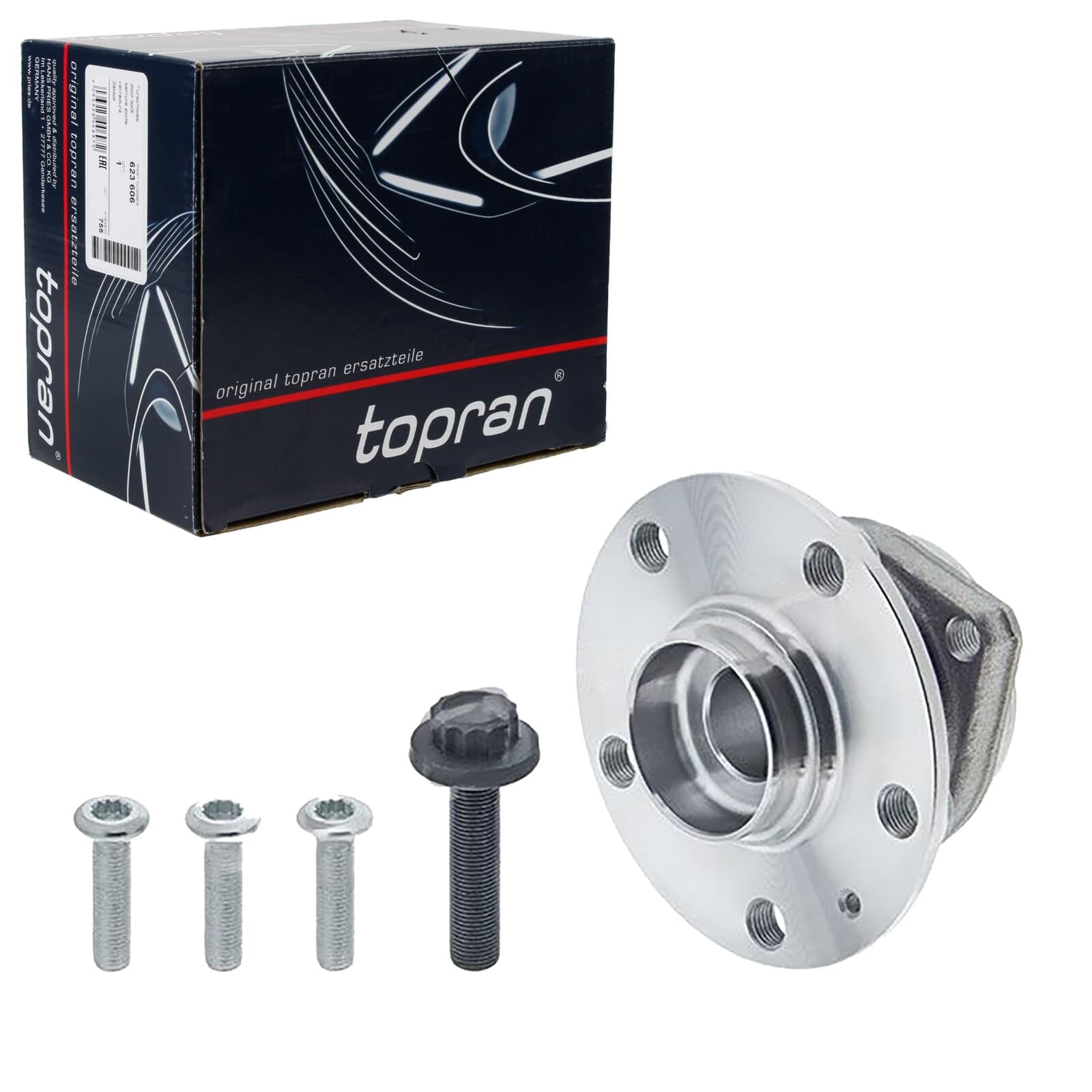 TOPRAN Juego de cojinete de rueda 111 313 Rodamiento integrado en buje de rueda con tornillos con anillo sensor magnético incorporado Compatible con VW Golf 7 Hatchback 5G1, BQ1, BE1, BE2 Golf 6 5K1