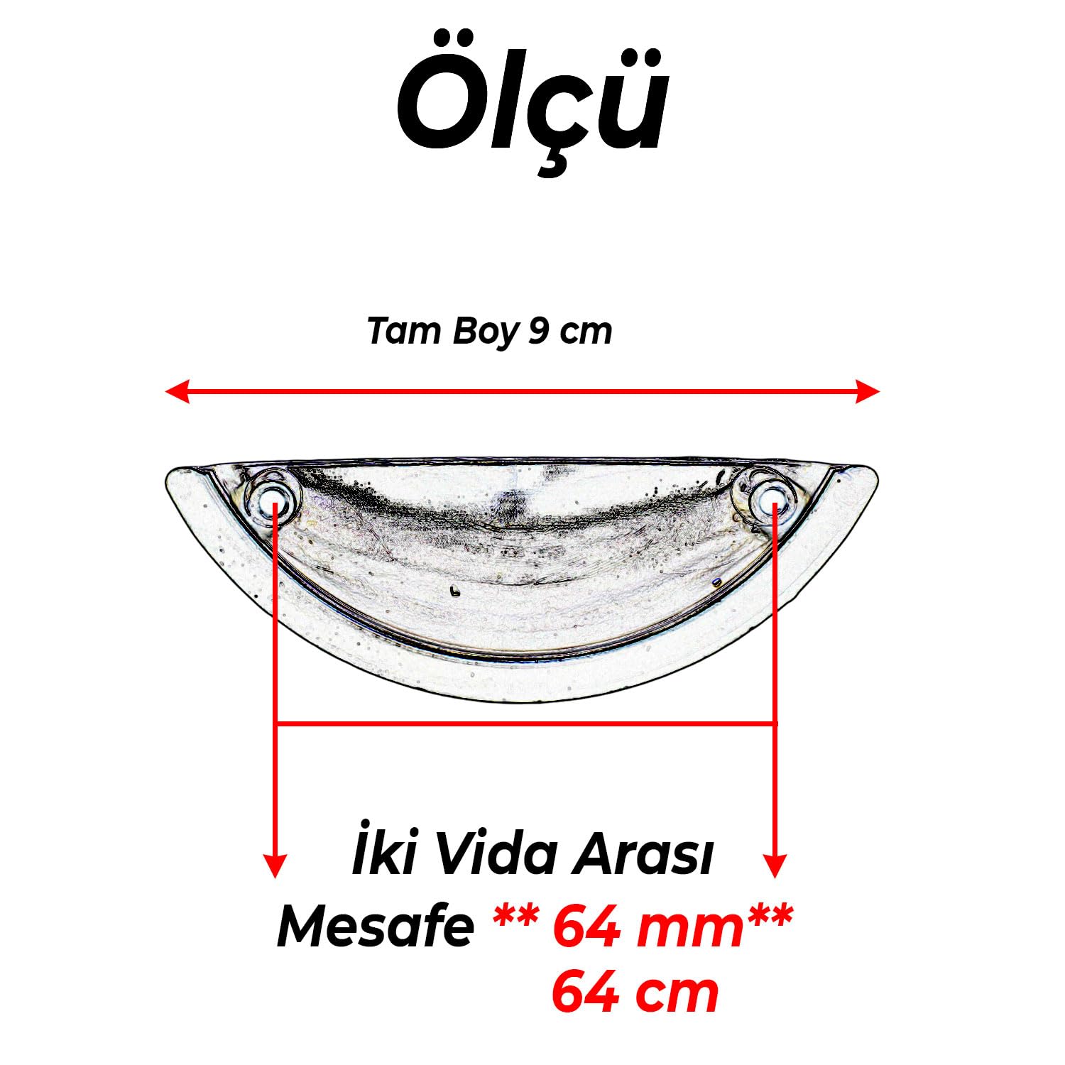Çanak Kulp 64 mm Gold Altın Renk Metal Mobilya Çekmece Dolap Kapak Kulpu Modern Mutfak Kulpları