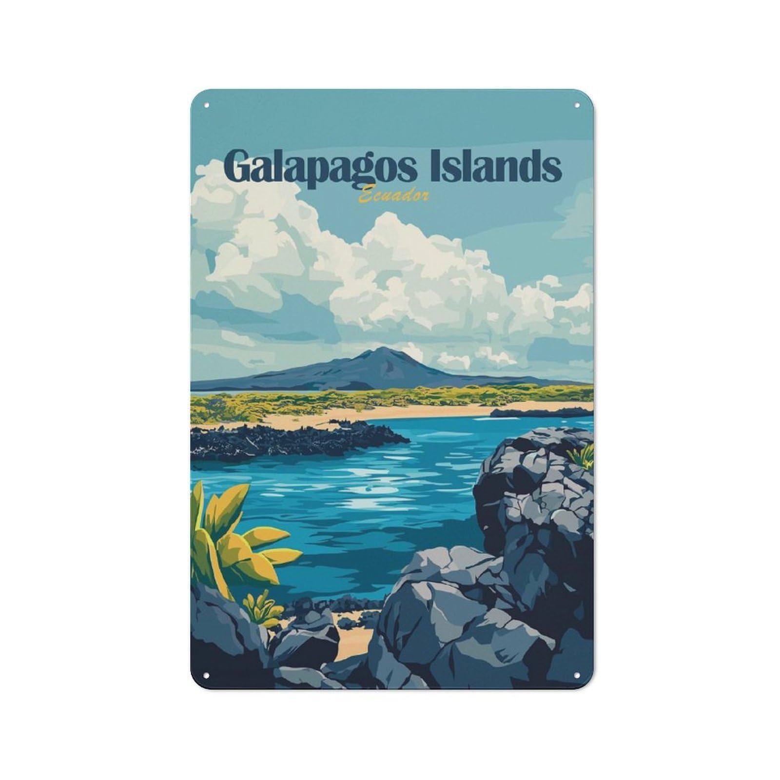 Junmoney Style-19 Galapagos Islands Ecuador Travel Rustic Printed Metal Sign 30X20cm For Garage Or Workshop, For Garage, Workshop And Man Cave Decoration