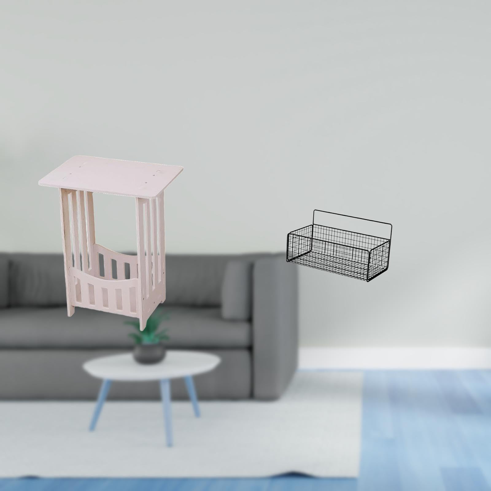 Enakshi® Bedside Table with Floating Shelves and Metal Wire Storage Basket for Hotel Cafe Hallway Lounge Room Kitchen Bathroom Balcony|Home & Garden | Furniture | Tables-image-27