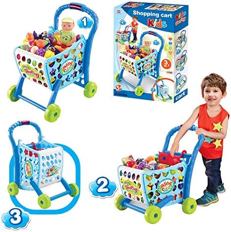 EGT Boys Or Girls Kids Shopping Cart Trolley (Blue)