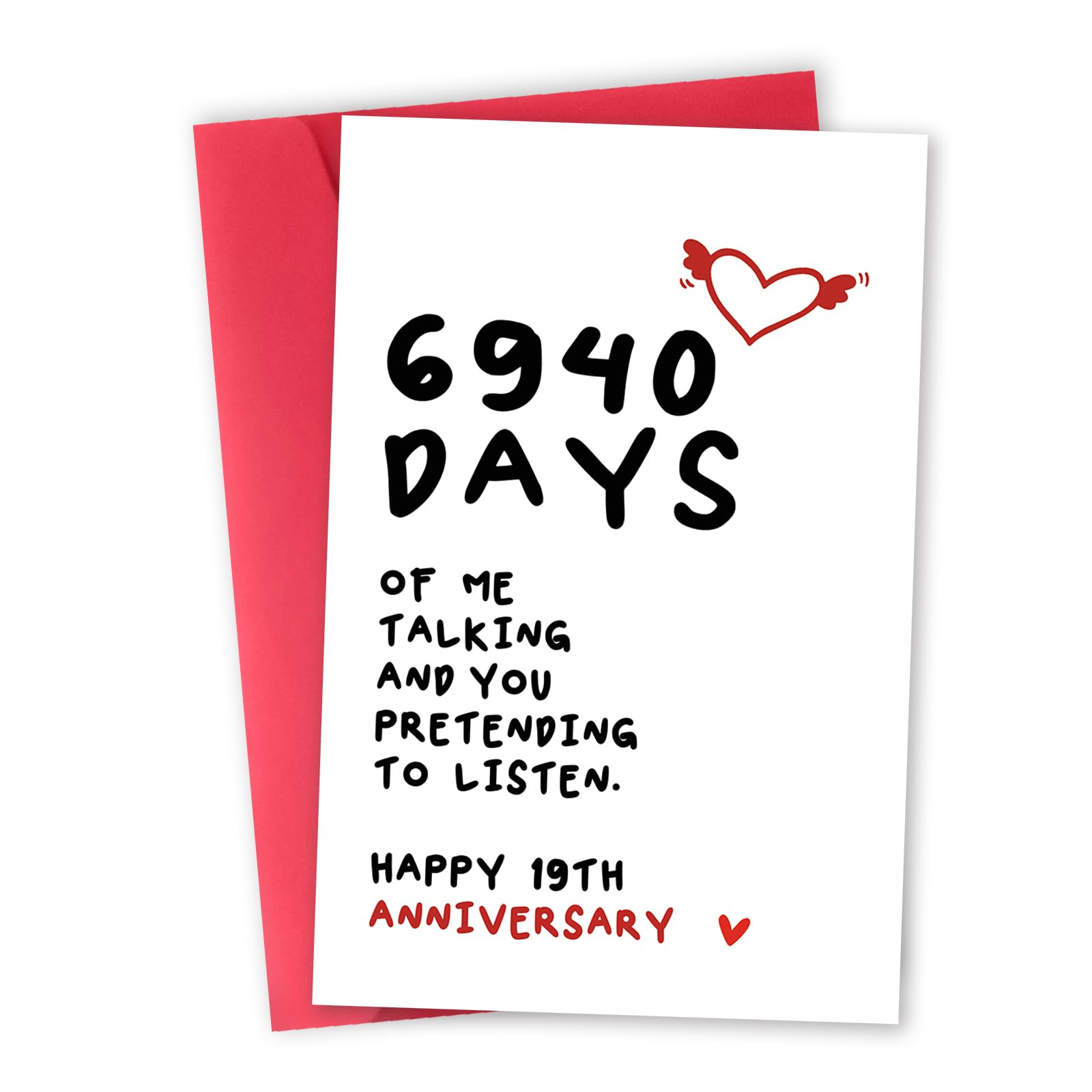 Funny 19 Years Anniversary Card for Her Him, Sweet 19th Marriage Anniversary Card for Husband Wife Couple, Happy 19th Wedding Anniversary Cards for Parents