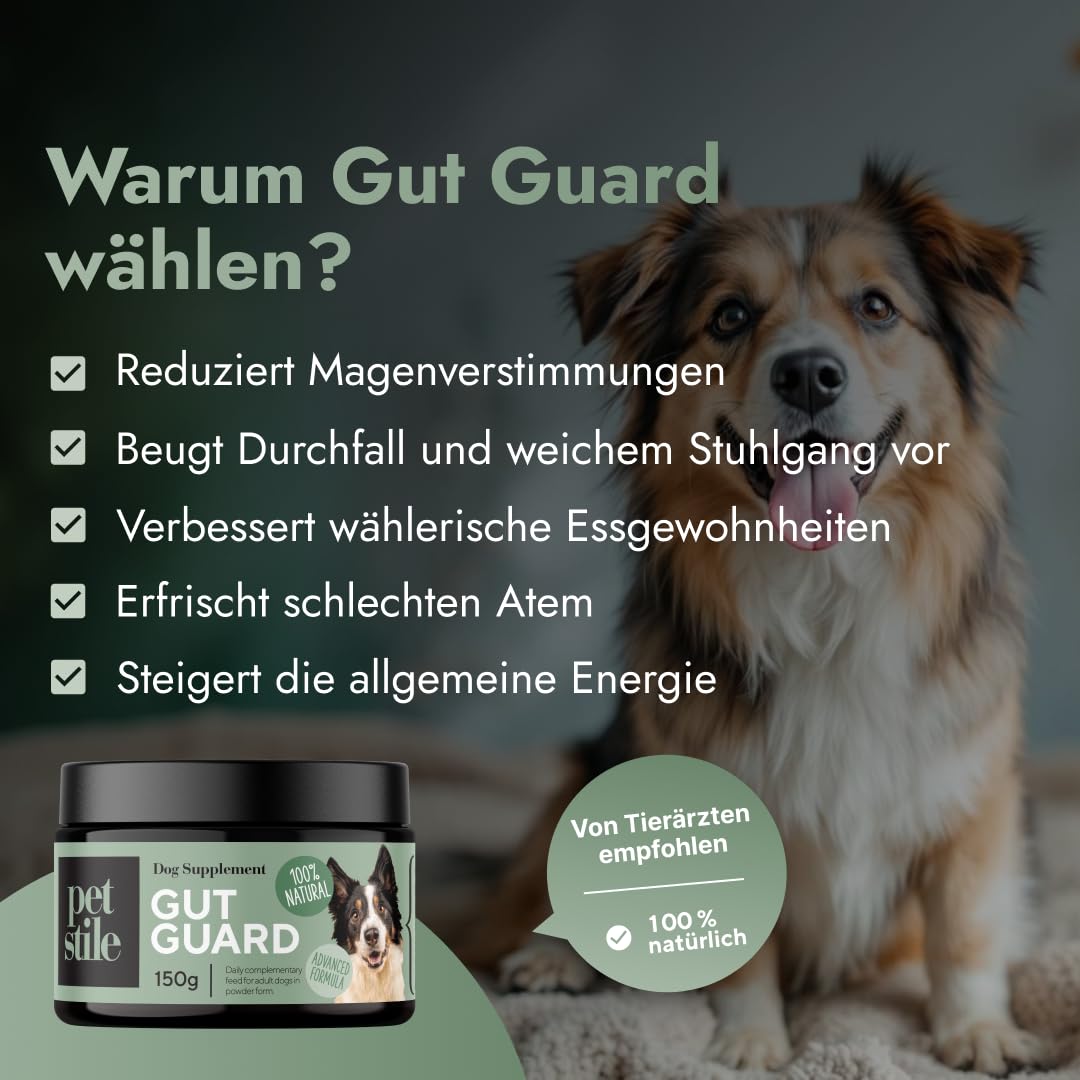 Gut Guard Verdauungsgesundheit Hunde Probiotika 150g, Probiotisches & Präbiotisches Pulver für eine gesunde Verdauung & Immunsystemstärkung (‎‎150 g (1er Pack))