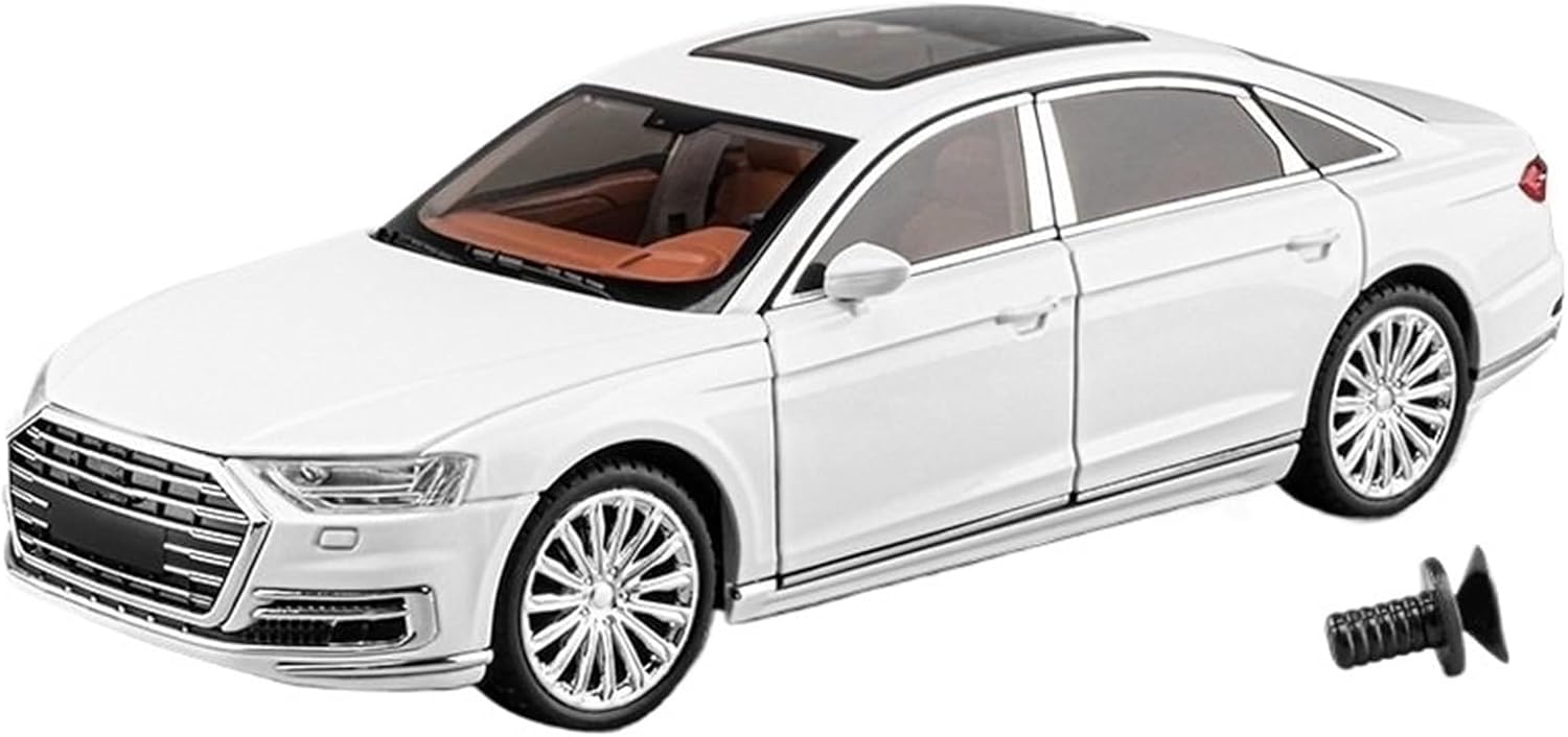 1:24 Simulation alloy car model - black A8 foam box models, flash models(White)