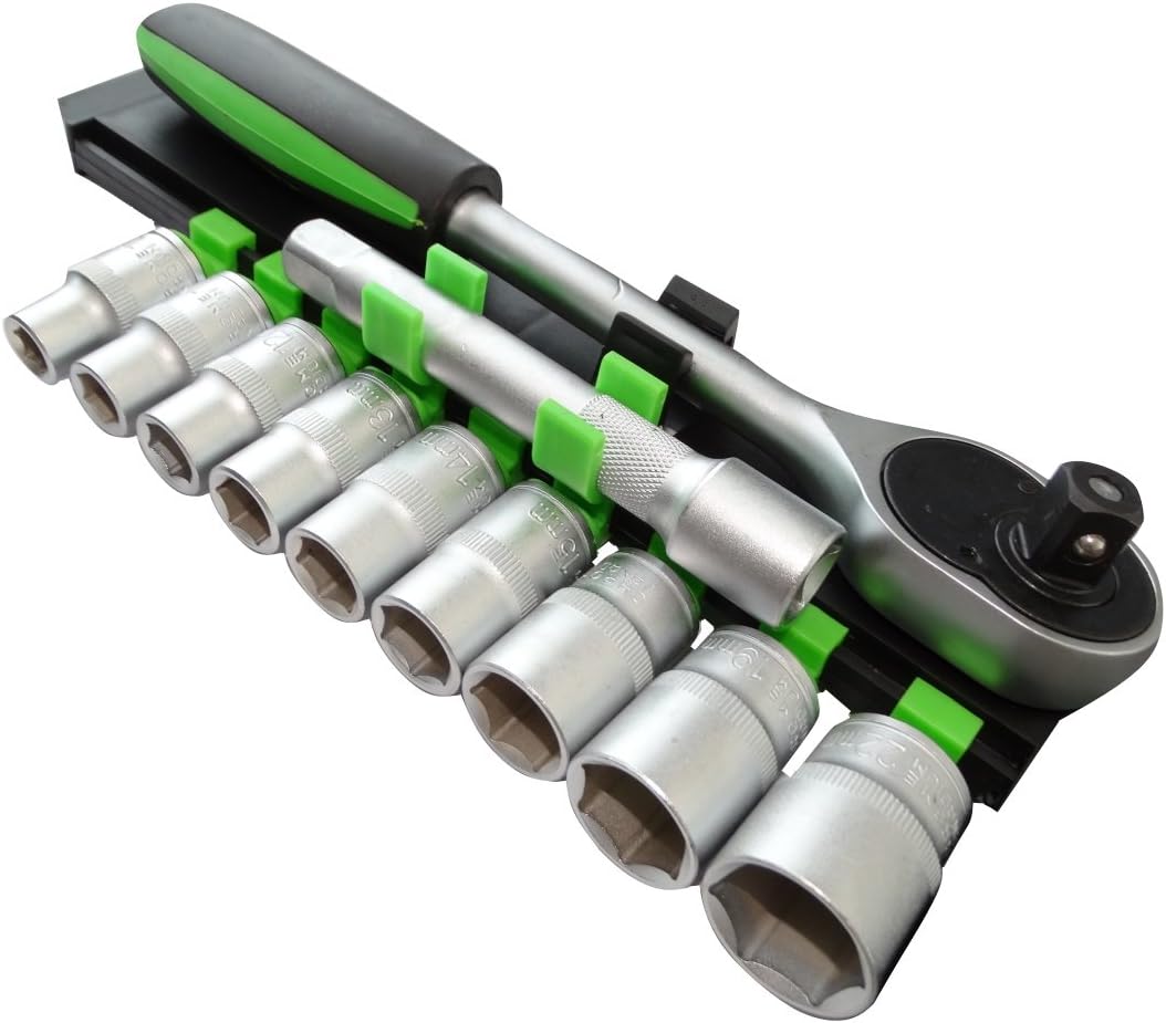 10 Zeskantdoppen 8-19mm AERZETIX - Ensemble Kit De 12 Pièces 45T 3/8'' - 10 Douilles à 6 Pans 8 AERZETIX 12-delig Set