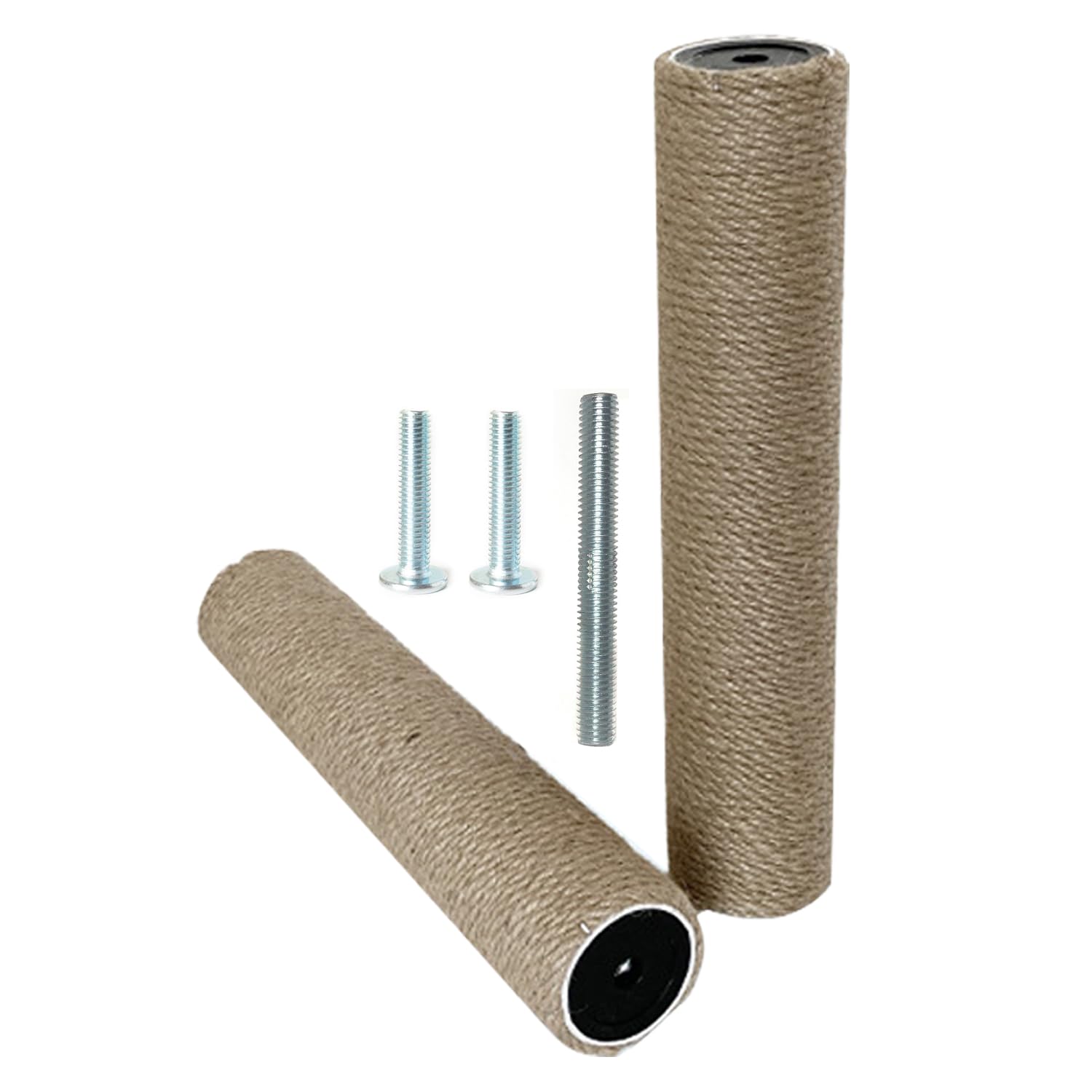 2Pcs M10 Cat Tree Replacement Post - Cat Scratching Post Replacement Pole DIY M10 Bolt Sturdy Cardboard Tubes Natural Jute Rope Screws Included (2.4 * 15.7")