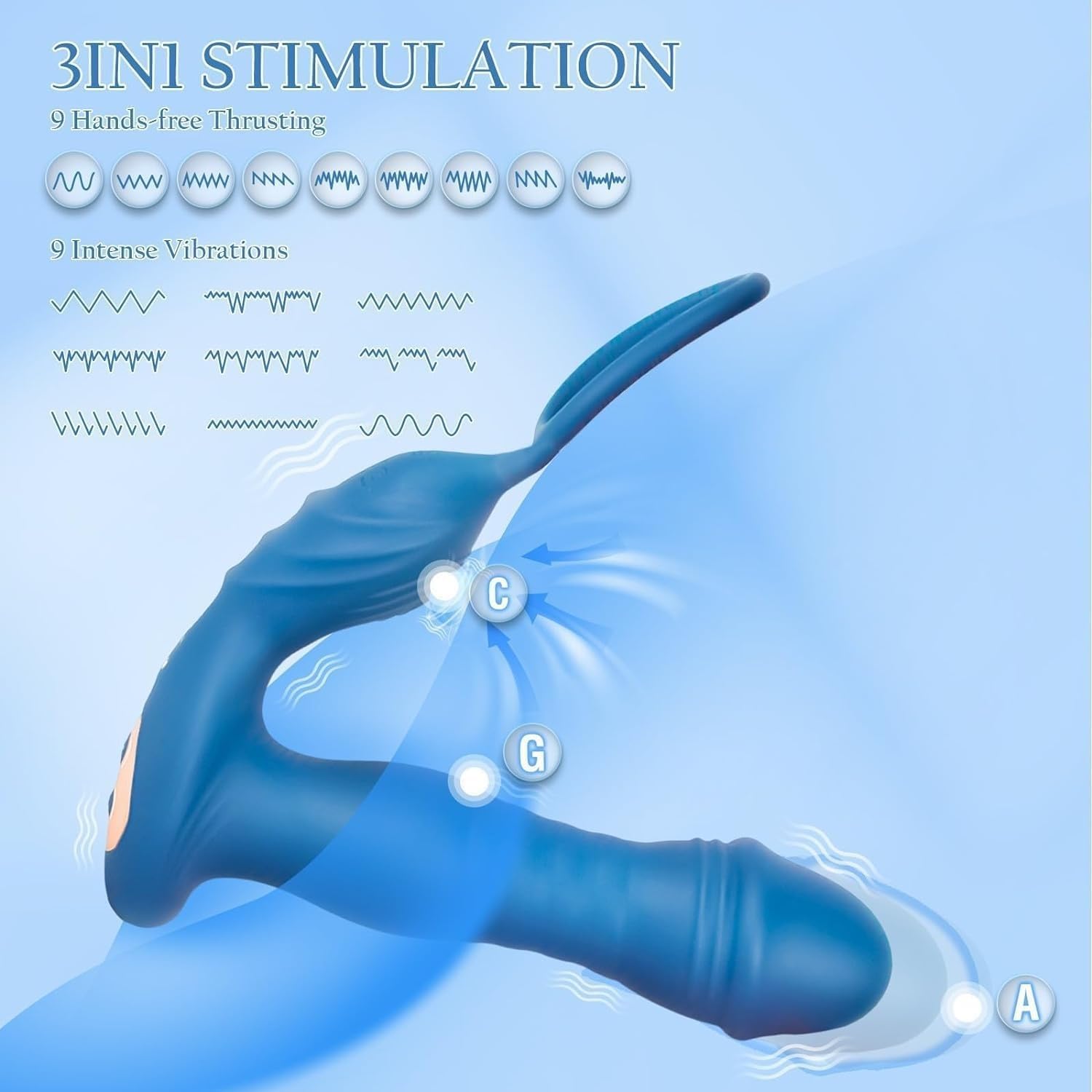 Massaggiatore prostatico con anello, vibratore 3 in 1 per uomo con funzione di chat AI, giocattolo erotico, anello vibrante con 7 modalità, vibratore per uomo
