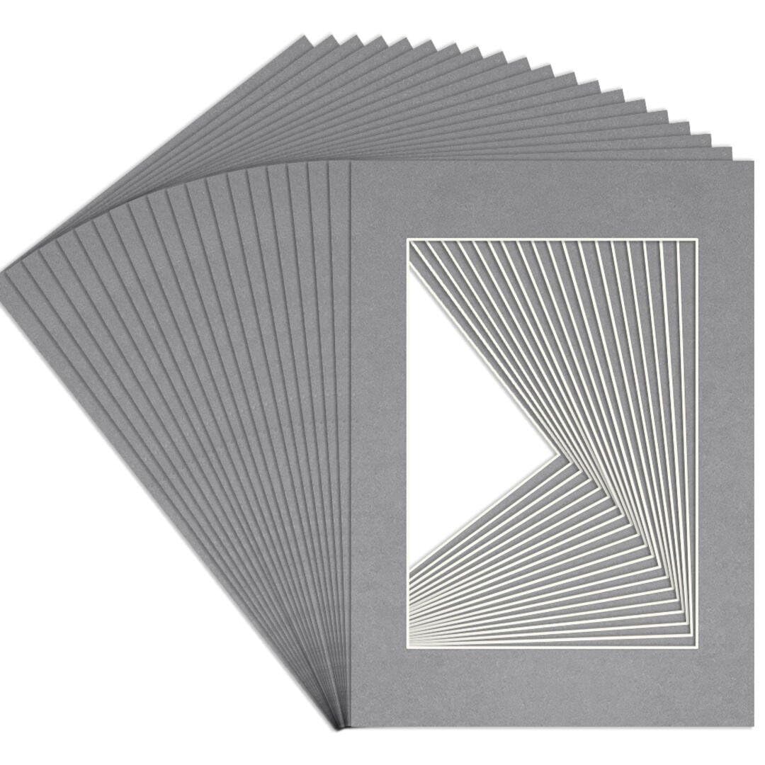 Procut Global A4 Mid Grey Picture Mounts to Fit A5 Aperture - Precision Cut Cardboard Photo Mount - Ideal for Frames, Prints, Artwork & Certificates - Sizes & Colours Available - 20 Pack