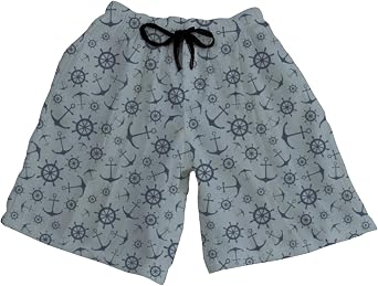 Mens Swim Trunks Big and Tall Beach Quick Dry Classic Nautical Anchor Print Swimwear Sports Running Swim Board Shorts