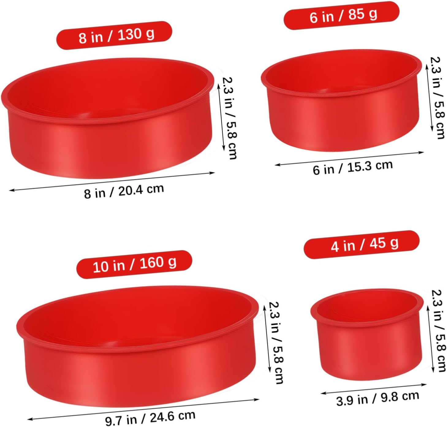 4Pcs Cake Pans Round Baking Temperature Kitchen Tool for Baking Cakes Muffins and Desserts