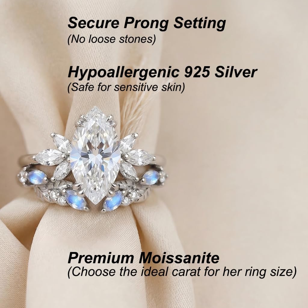 Moissanite Engagement Rings Set 1CT-4CT 925 Sterling Silver 10K Gold Custom Heart/Round/Teardrop/Oval Women Promise Ring Jewelry Gift for Wife/Mother