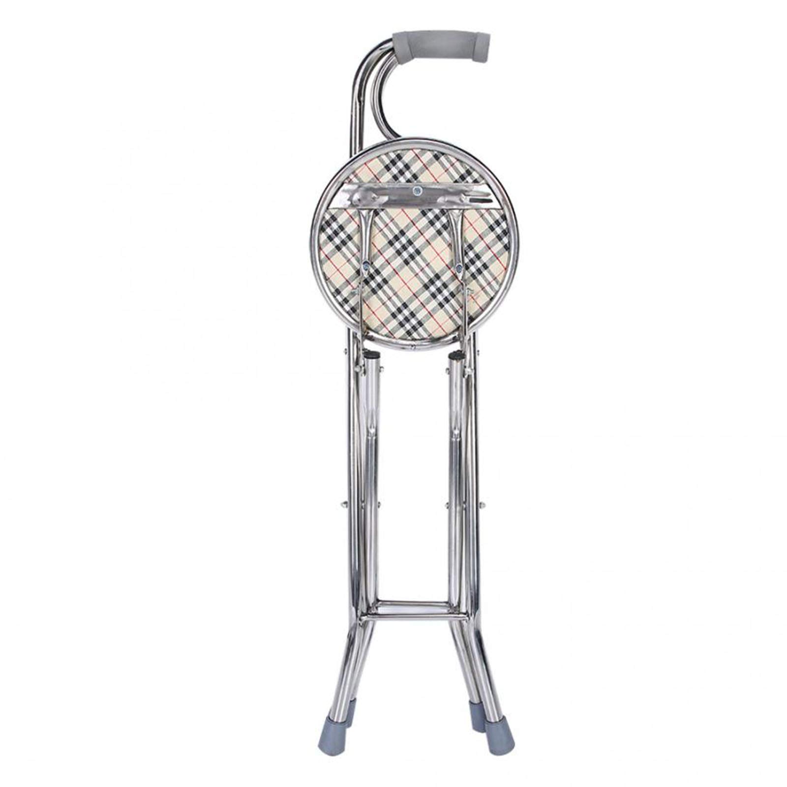 Bastón plegable con asiento, asientos para caminar de golf, taburete portátil de cuatro patas para viajes, senderismo, silla, ayuda para el cuidado de ancianos, fácil de transportar para diversos us