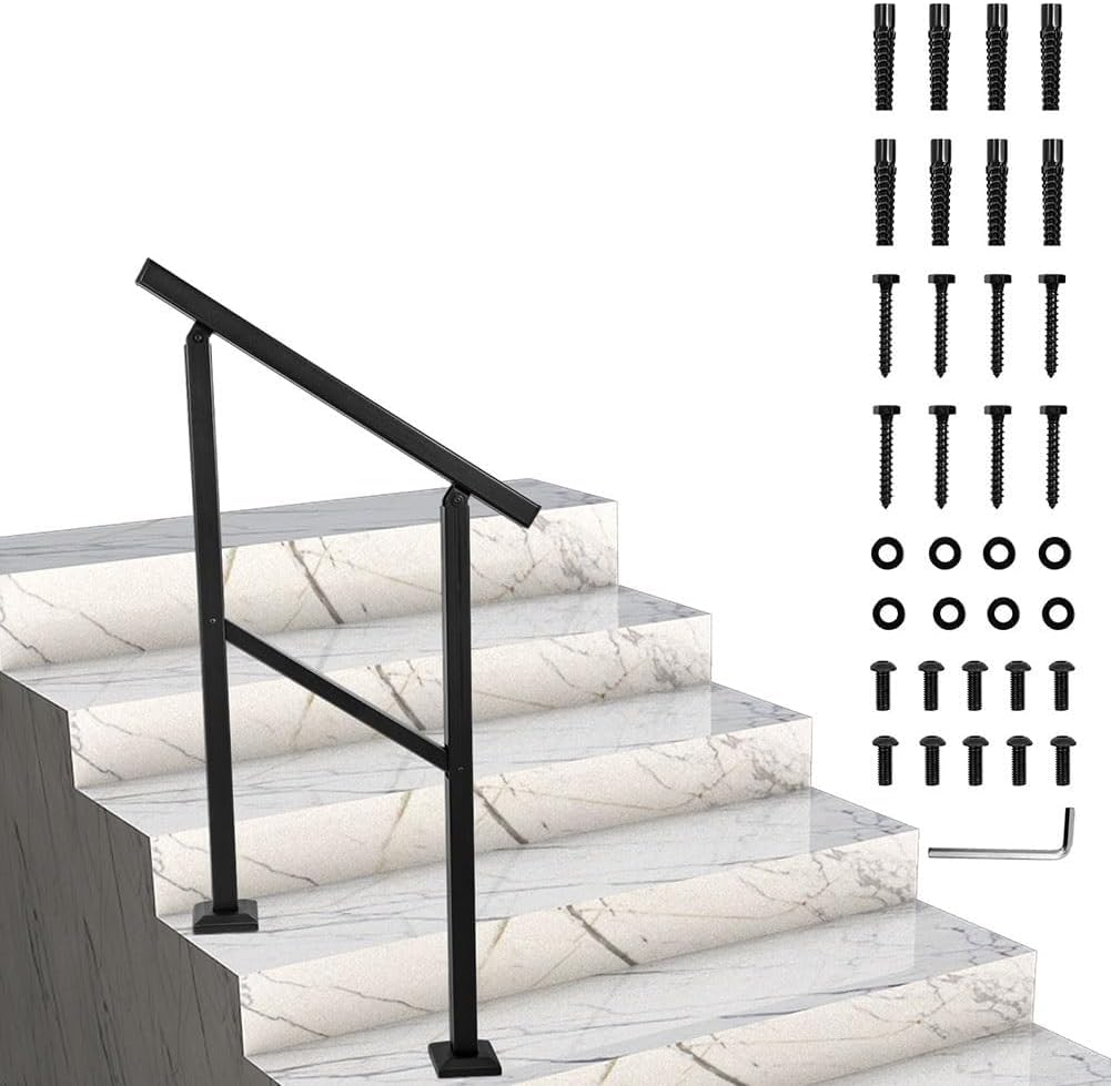WaiDXn Stainless Steel Stair Handrail, Indoor And Outdoor 1 To 2 Stairs Handrail(27.76x39.69inch)