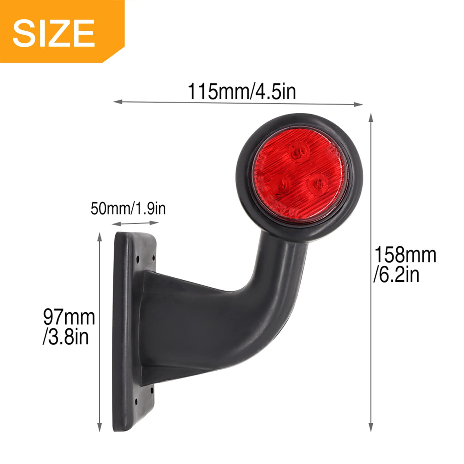 AUTOXBERT 2pcs Ellbogen Begrenzungsleuchten Positionsleuchten 12-30V Markierungsleuchten Wasserdichte LED Seitenmarkierungsleuchten Doppelseitiges Warnlicht Weiß/rot Für LKW PKW KFZ Anhänger