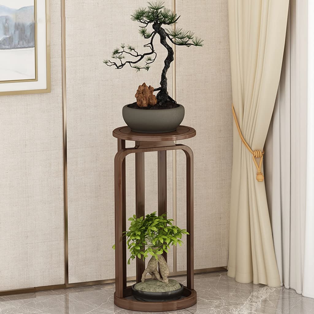 Estante alto para plantas para interiores y exteriores, soporte escalonado para macetas de esquina vertical, estantes para macetas para patio y sala de estar, color marrón claro (tamaño B)
