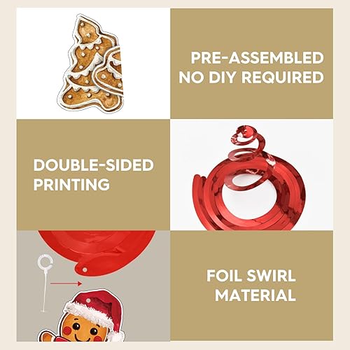 Miniatura 6 de Horaldaily 30 piezas de decoración de remolinos colgantes de Navidad, árboles de Navidad, camión, muñeco de nieve, Papá Noel, gnomo, fiesta,