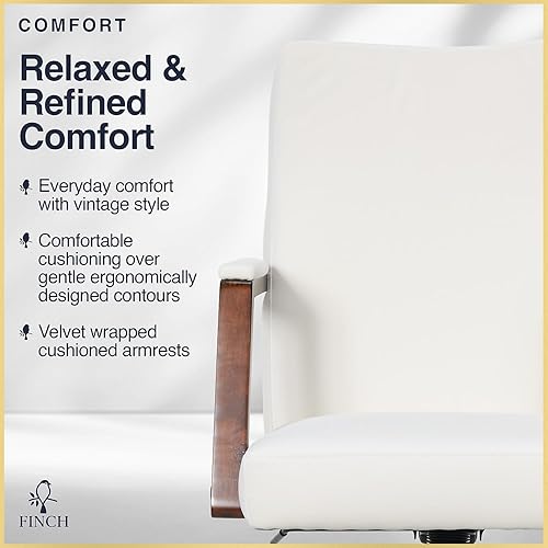 Miniatura 6 de Finch Neo One Silla de oficina con respaldo medio en tapicería de terciopelo suave, asiento de cojín de espuma media, reposabrazos de madera