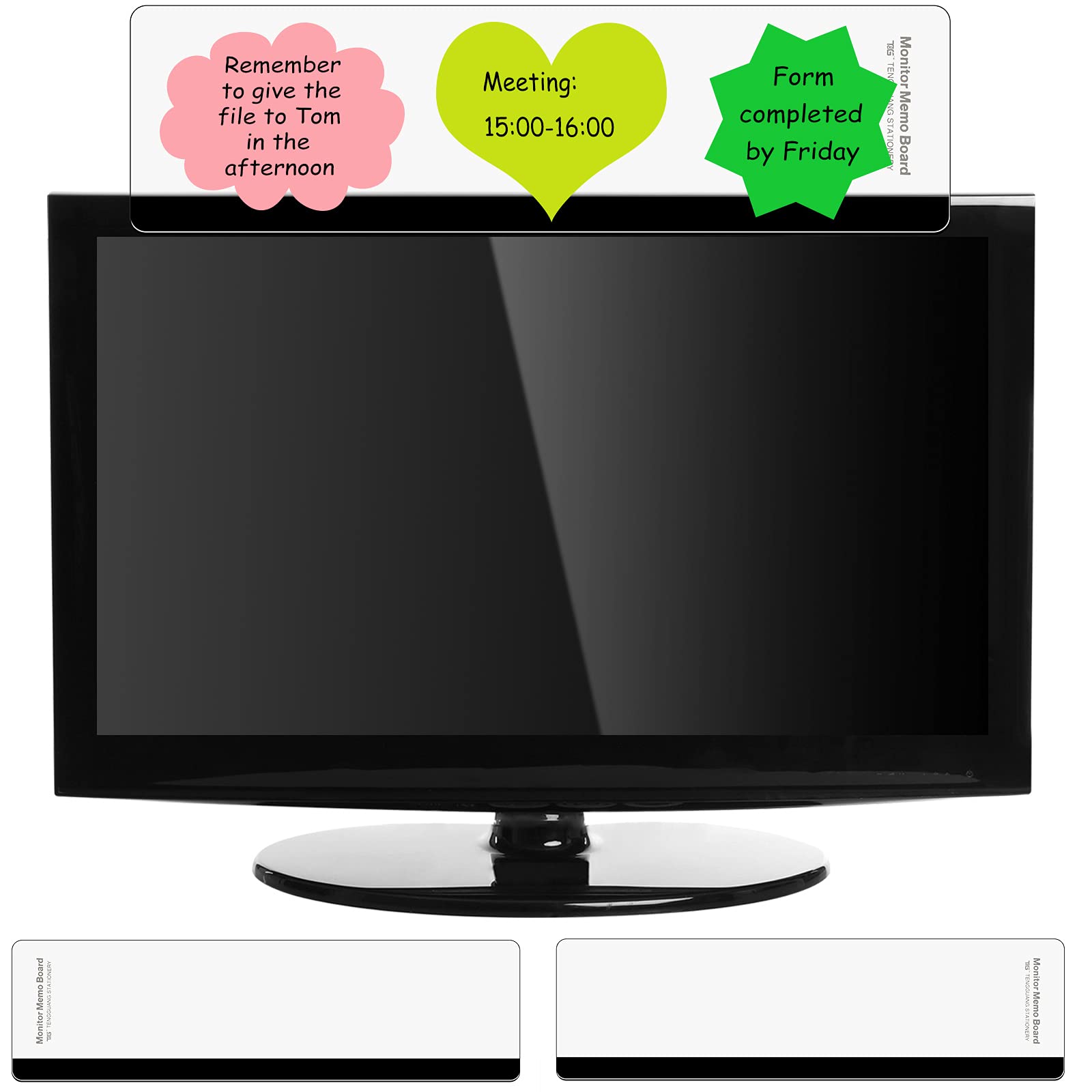 Notas para monitor de computadora, tablero de mensajes, pantalla de tablón de notas, tablero de notas, soporte de notas adhesivas para computadora, panel de notas para oficina, izquierda y derecha (2 3