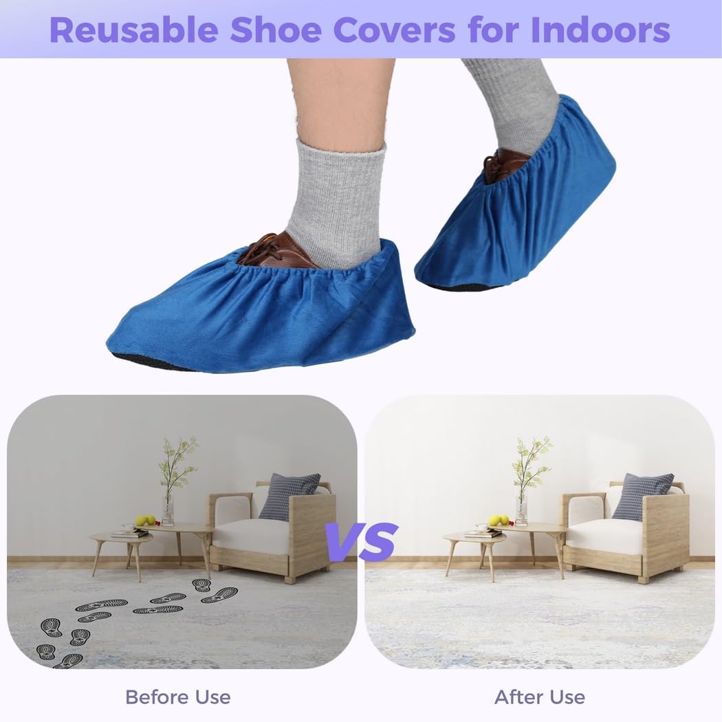 Générique Lot de 11 paires de couvre-chaussures en tissu peluche pour adultes, réutilisables pour l'intérieur, semelles épaissies antidérapantes pour la maison, le local machine, 11 couleurs