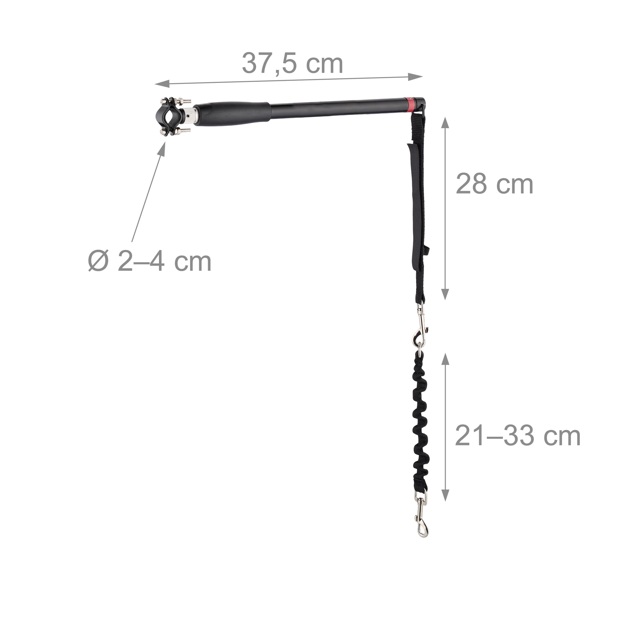 Relaxdays Bike Dog Lead, Bicycle Leash, Pole with Spacer for Safe Distance Flexible, Hands-Free, Carabiner Clip, Black - Image 4