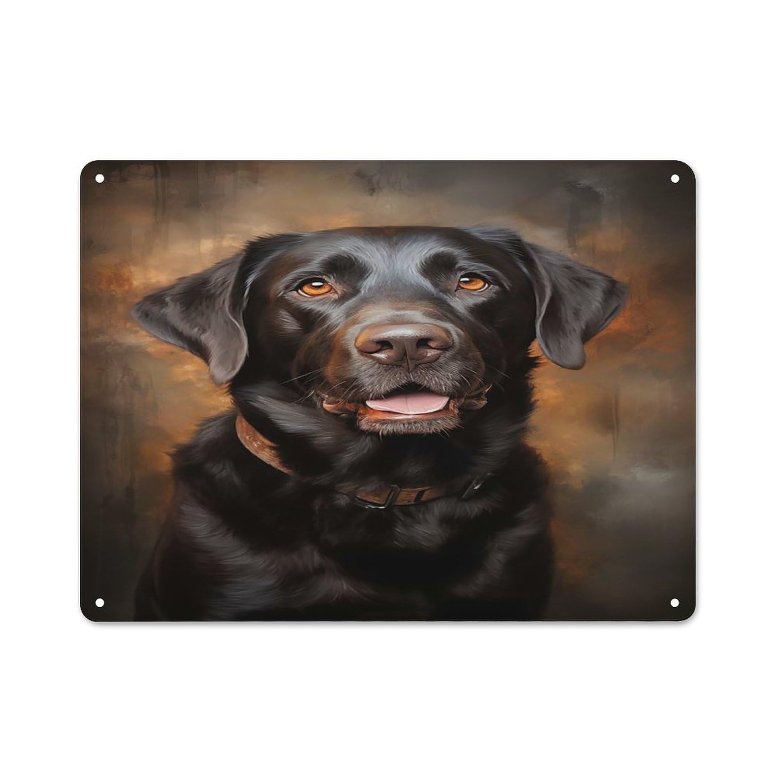 Junmoney Style-22 Decorative Tin Sign With Chocolate Labrador Retriever Portrait Design 30X40cm, Farmhouse Cottage Wall Art For Farmhouse Kitchen, Pantry Or Dining Area