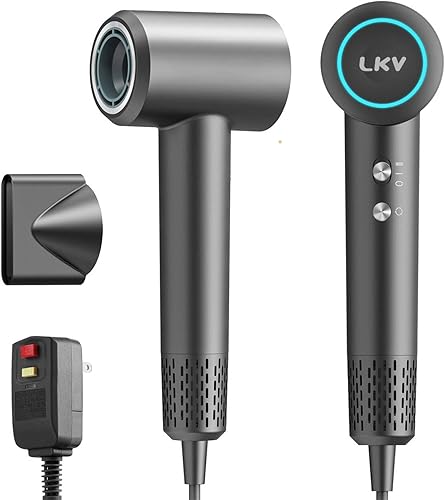 LKV Secador de pelo, secador de pelo iónico profesional con 200 millones de iones negativos, secador iónico de alta velocidad de 1500 W para secado