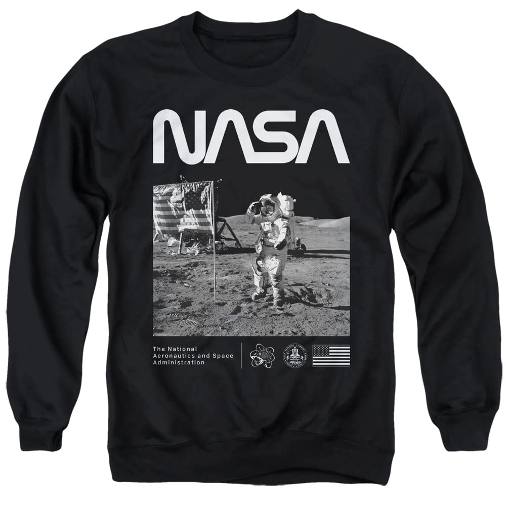 Popfunk Classic NASA Salute Black Unisex Adult Crewneck Sweatshirt