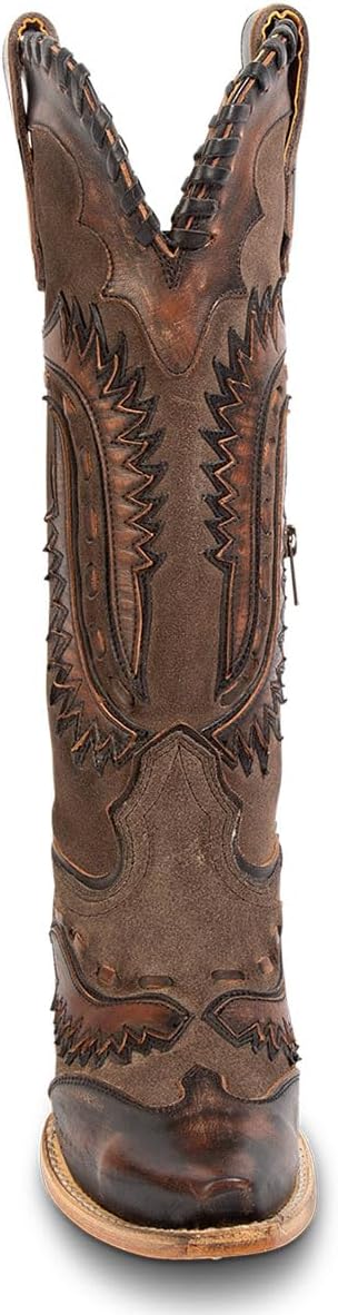 Women's Swallow Floral Embroidered Cowgirl Boots - Chunky Low Heels - Handmade Rivets - Western Cowboy Knee High Boots - Pull On - Blue, Black, Green - Patchwork - Wide Calf