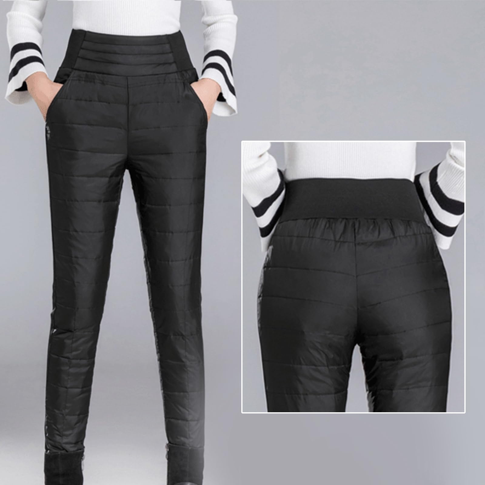 HOTIAN - Pantaloni invernali da donna, con calda imbottitura, antivento, ultraleggeri
