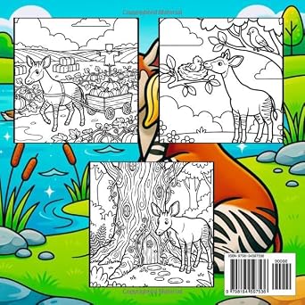 Okapi Coloring Book: Simple Okapi Coloring Pages with Fun Forest and Wildlife Scenes for Kids