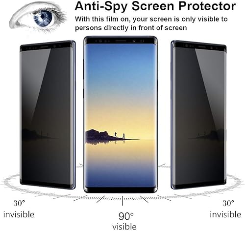 Miniatura 2 de AOKER - Protector de pantalla de privacidad para Galaxy Note 8 / Note 9, película de vidrio templado, borde curvado 3D, fácil de instalar, antiespía