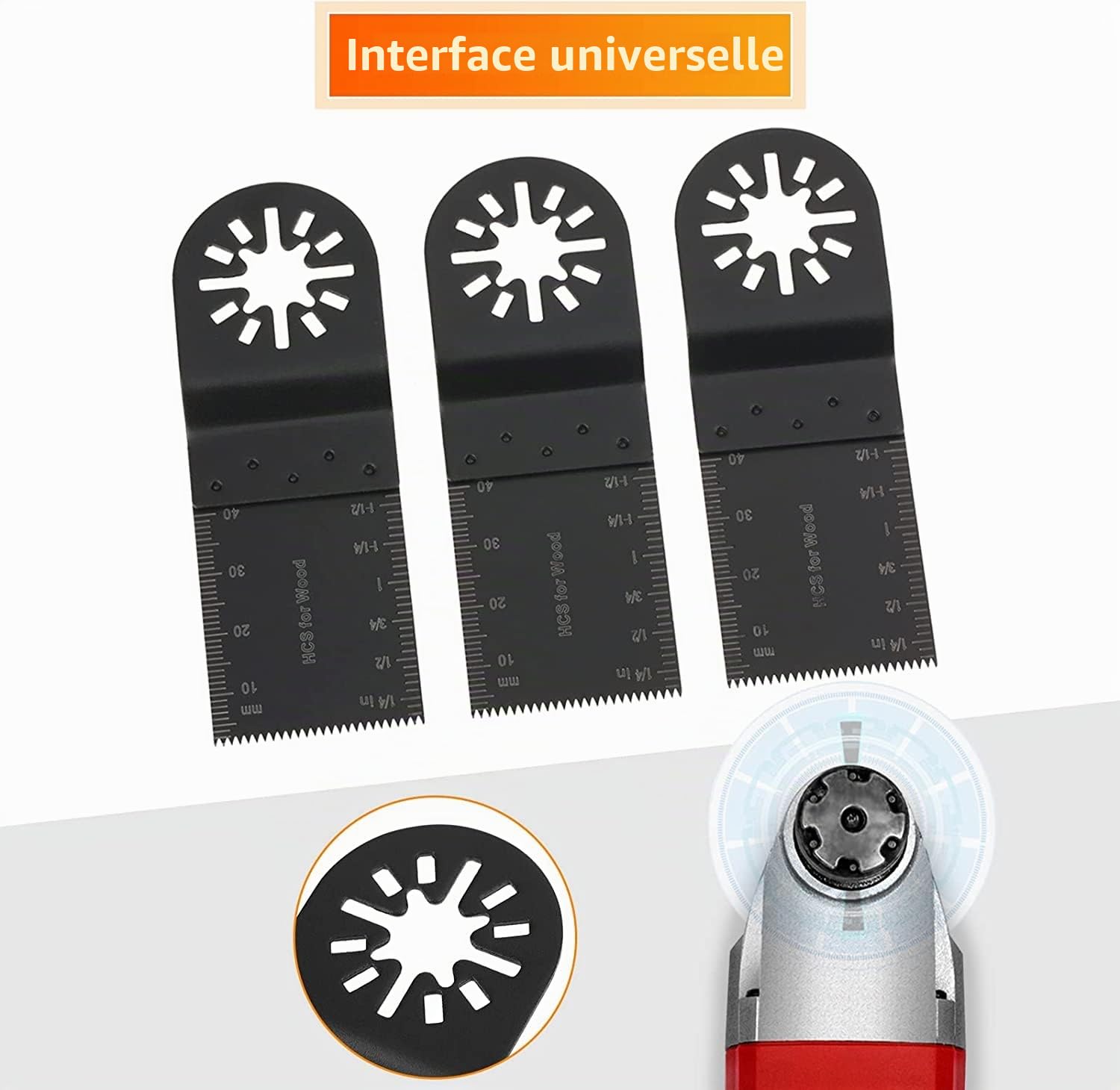 Wakects Lot de 20 lames de scie à oscillantes en acier au carbone, Outil oscillantes multifonction lames 34 mm, lames rotative pour le bois, le plastique, le tôle mince et les clous