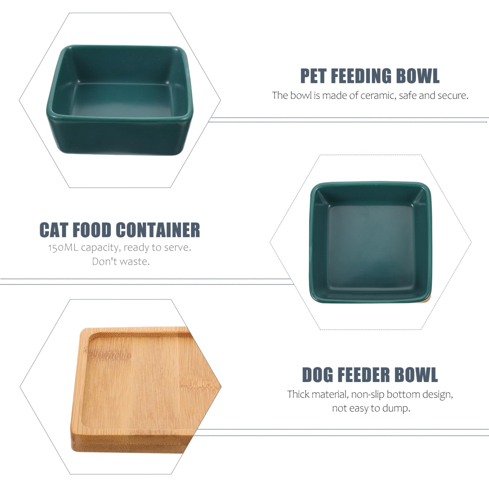 Mikikit 1 Set Pet Food Feeding Bowl with Tray Ceramic Dog and Cat Food Serving Dish Easy to Stable Base for Pets Water and Snacks