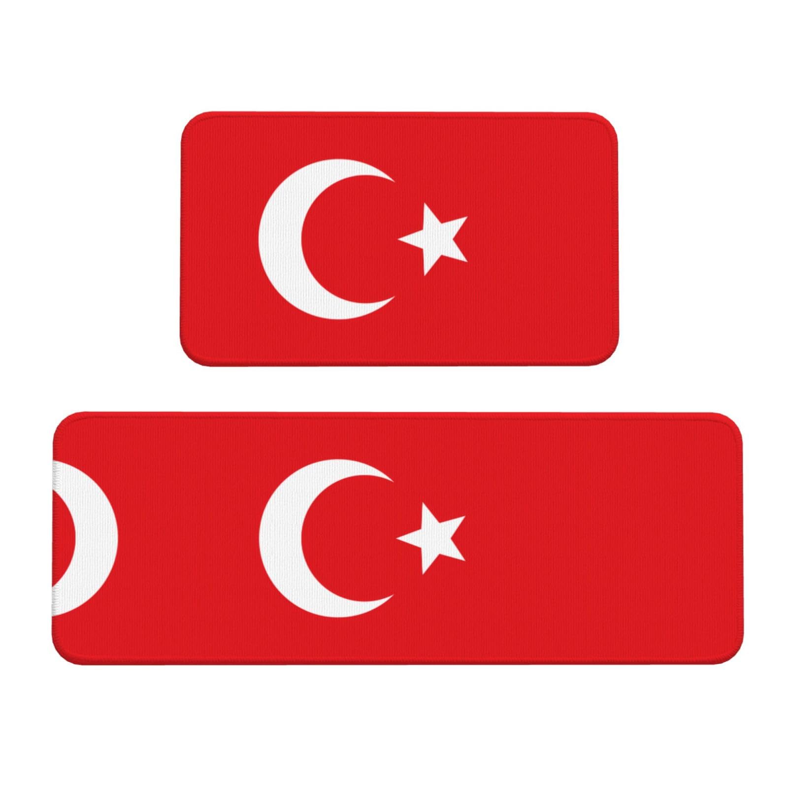 Alfombrillas de cocina antideslizantes con bandera de Turquía para proteger tus suelos, juego de 2