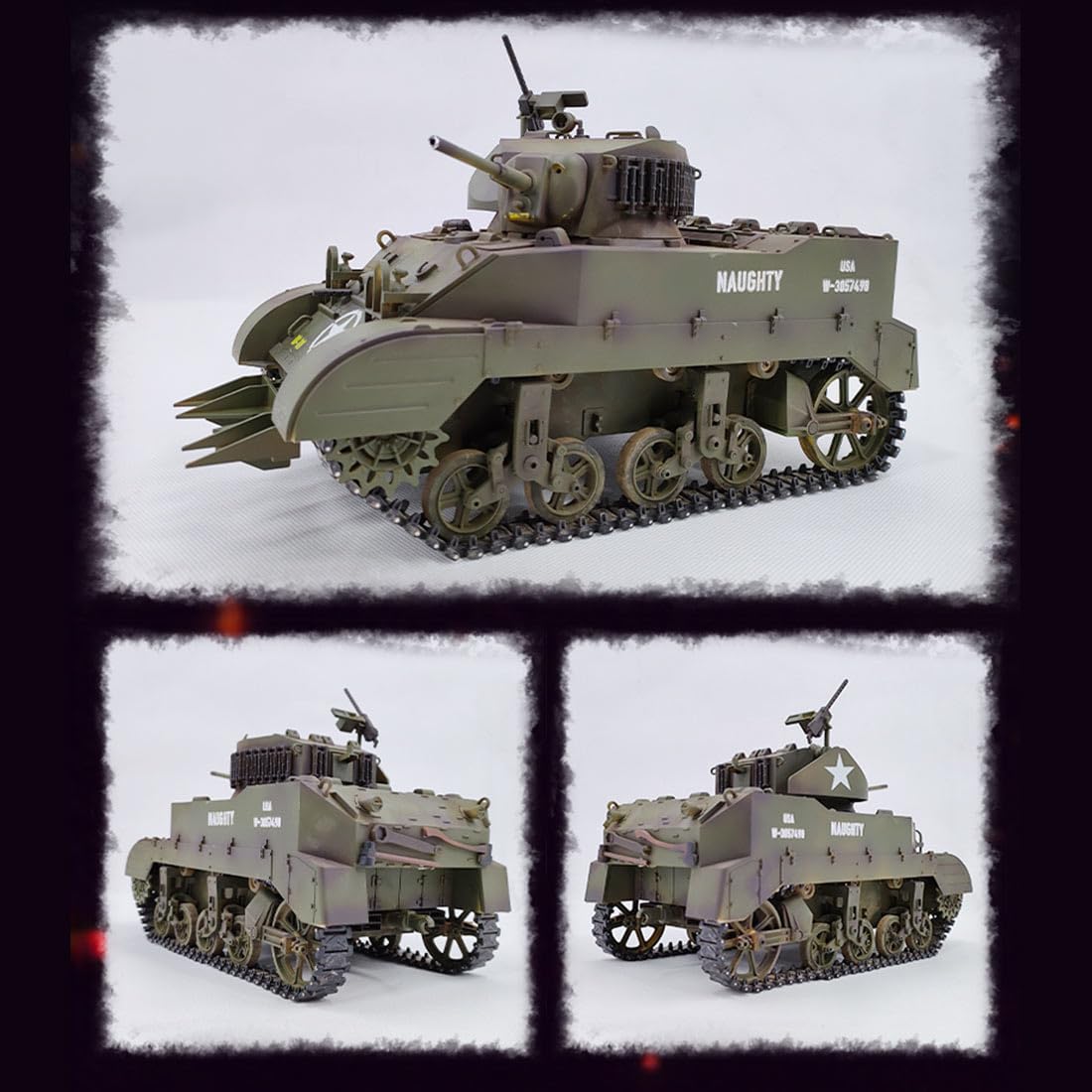 Zbiornik RC 1/16 US M5A1 Stuart RC model z efektami dźwiękowymi dymu, zbiornik 2,4 G, model czołgu wojskowego RC, zabawka na prezent