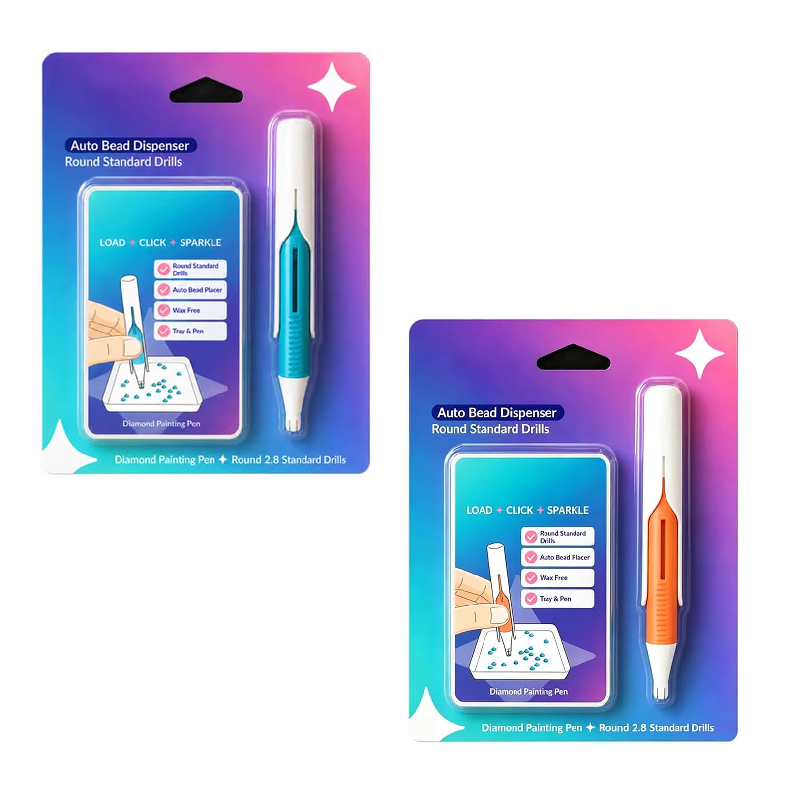 Automatic Diamond Painting Bead Dispenser，Blue+Orange