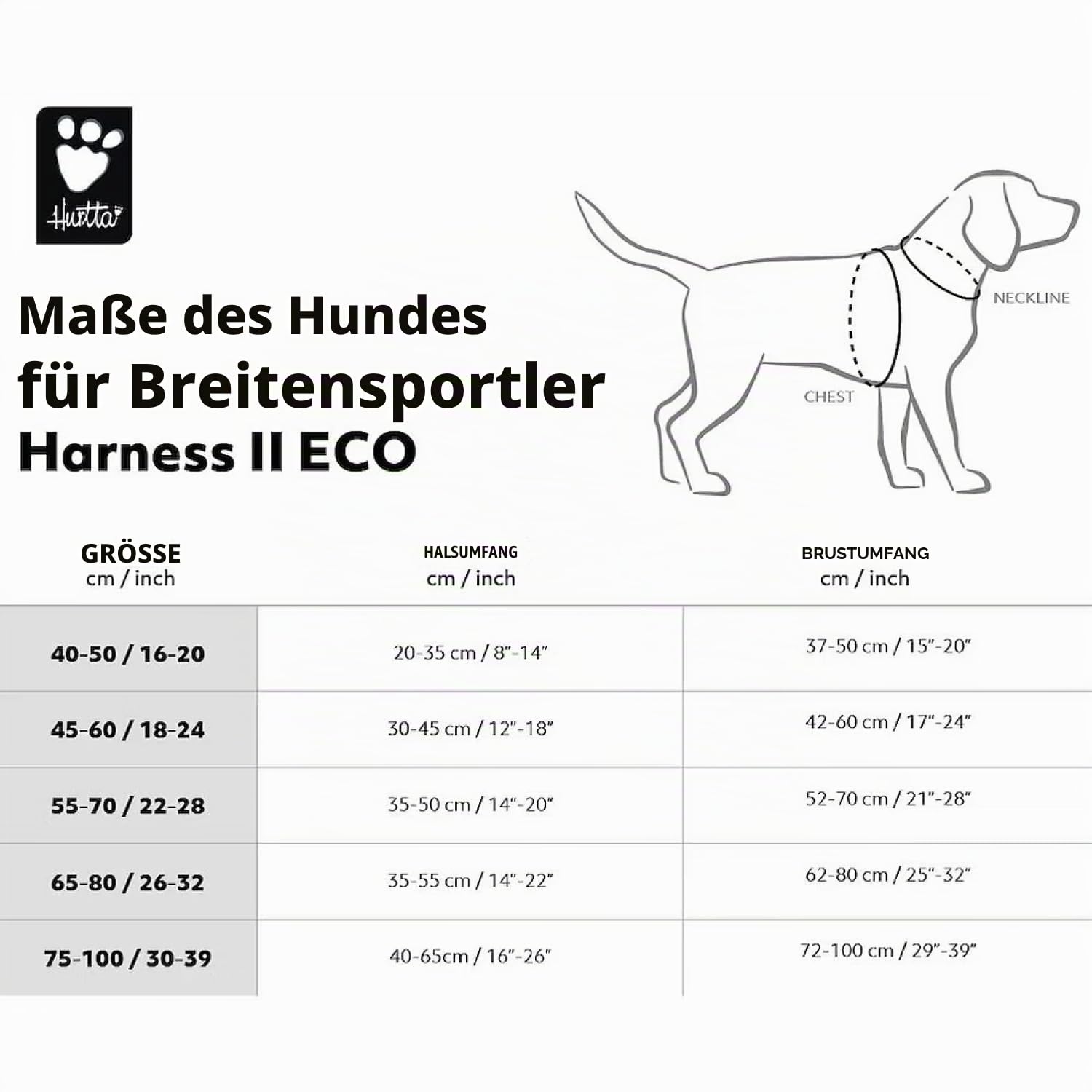 Hurtta Weekend Warrior Hundegeschirr II ECO (Raven, schwarz, 45-60 cm)