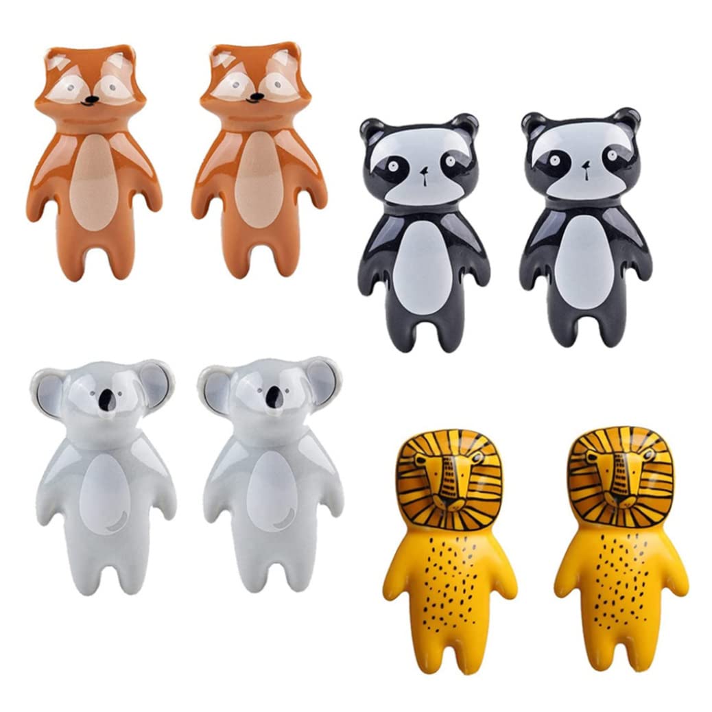 Ceramic Knobs Cartoon Animal Cabinet Pull Handle Decorative Knobs with Screws for Cupboard 8 Pcs.