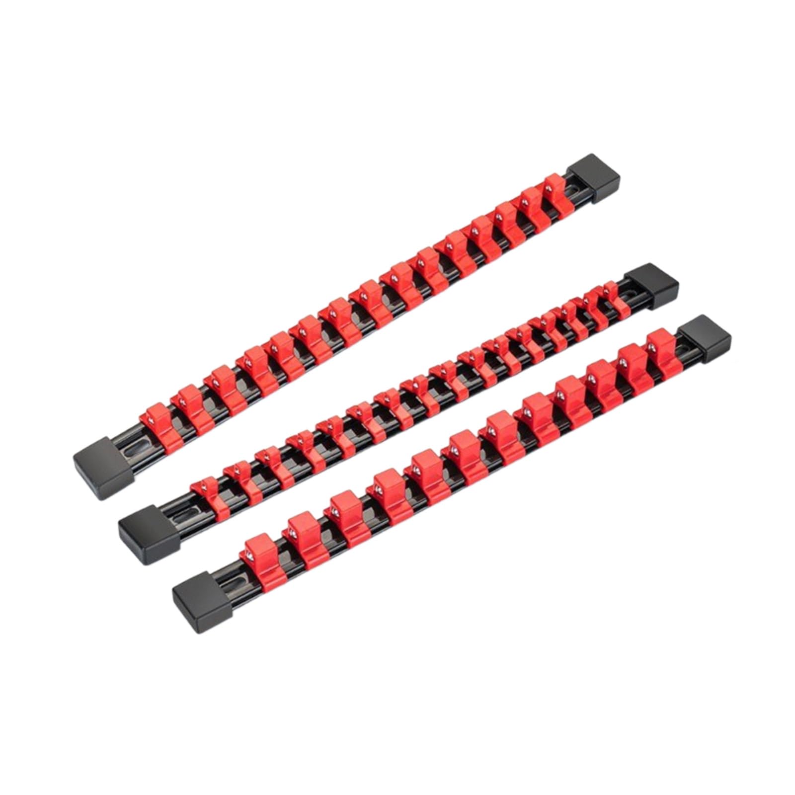 Kalttoy Red 3Pcs Set Socket Organizer Socket Holder Neatly Arrange Sockets Tool For Quick Retrieval 3Pcs Set Garage Tool Organizer