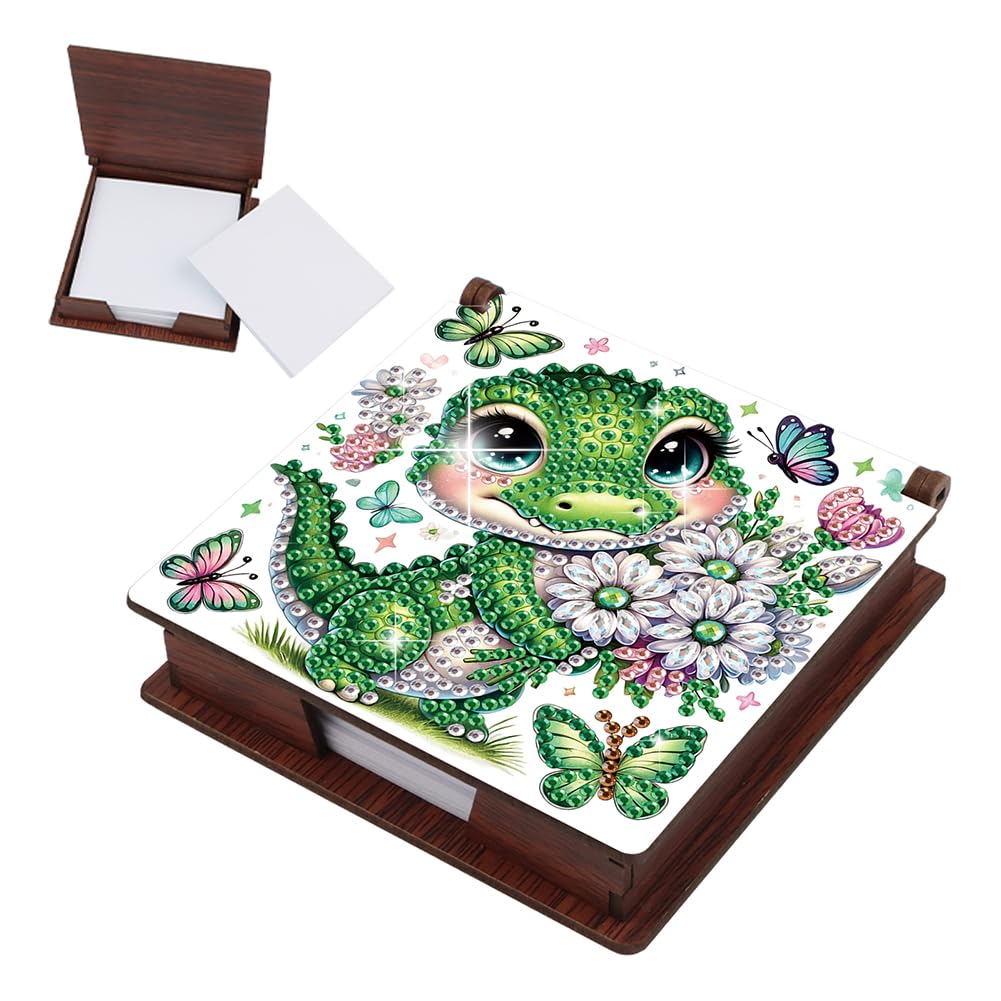 Diamond Art Painting Memo Pad Holder with Rhinestones Frog DIY Gem Art Sticky Note Box for Creative Home & Office Decor, Perfect Birthday, Holiday,