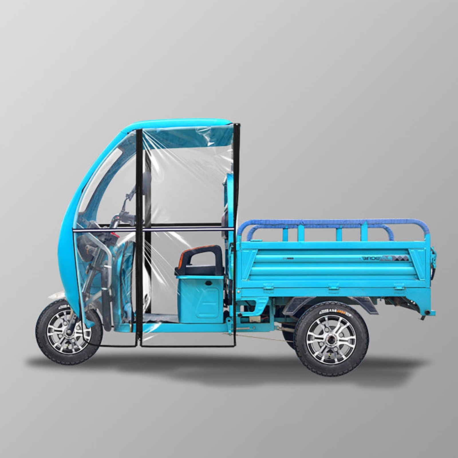 Protection contre le vent pour tricycle électrique avec auvent en toile