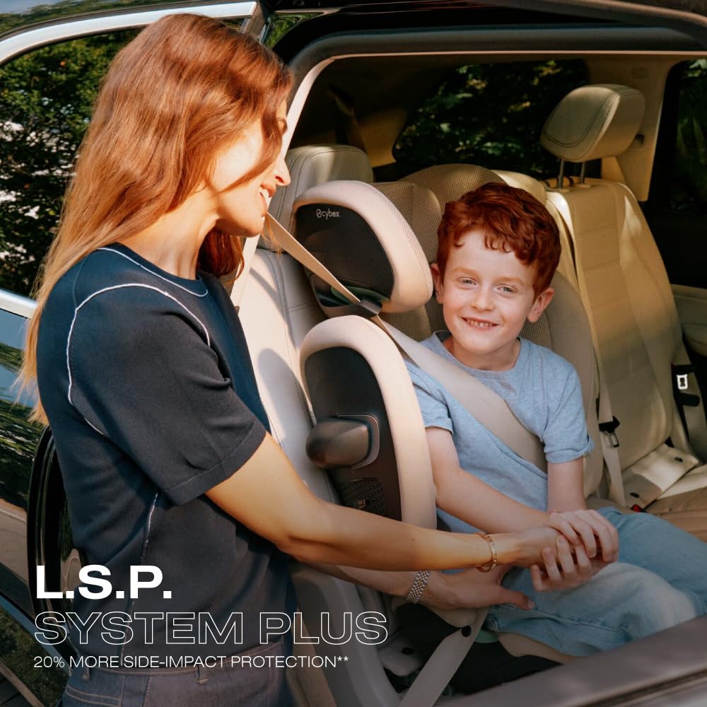 Cybex Solution G2 Folding High-Back Booster Seat - Lightweight, Travel-Friendly, Rigid Latch Installation, Linear Side-Impact Protection, Height Adjustable, Moon Black